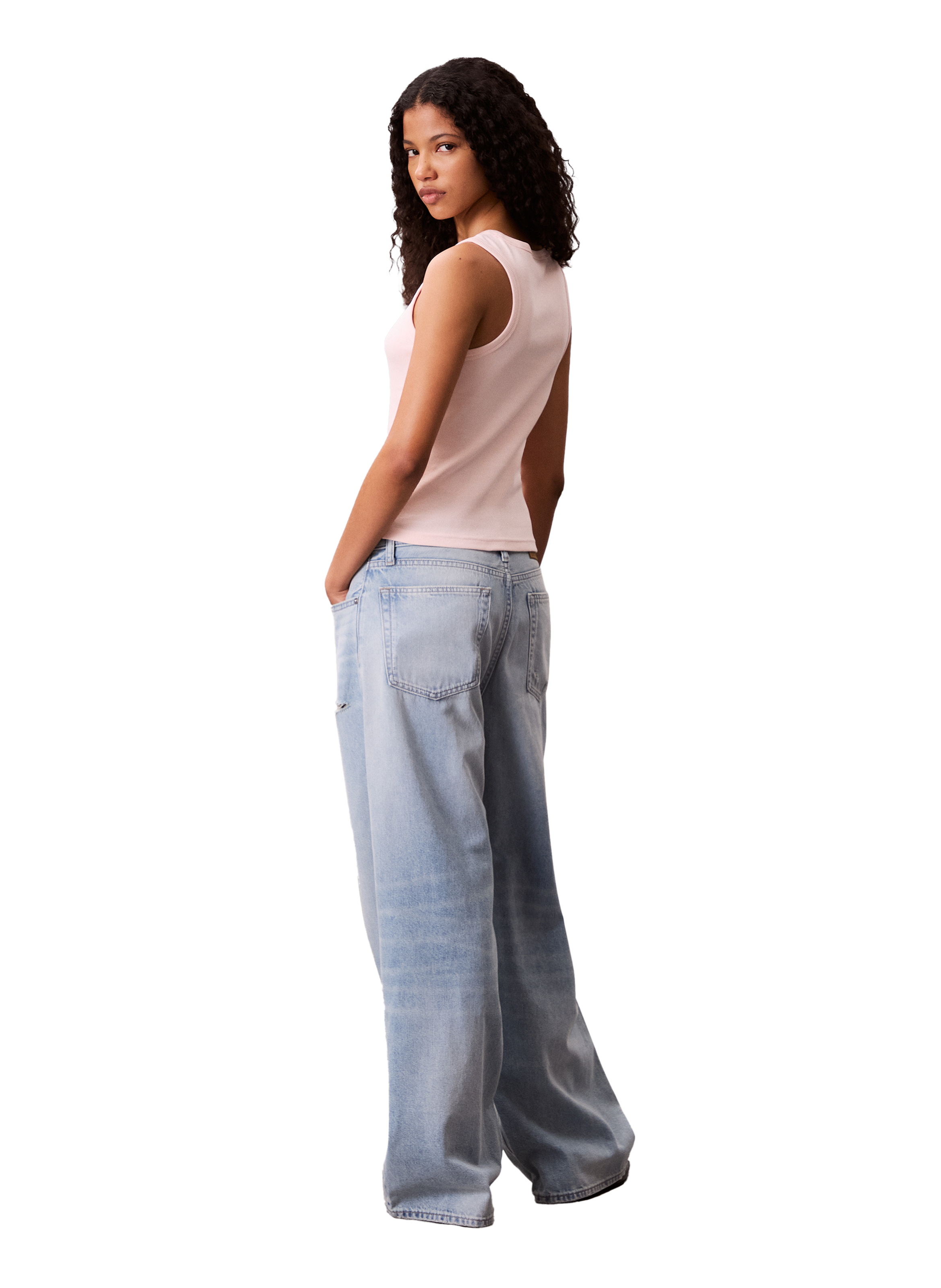 Ribbed cotton tank top CALVIN KLEIN Pink