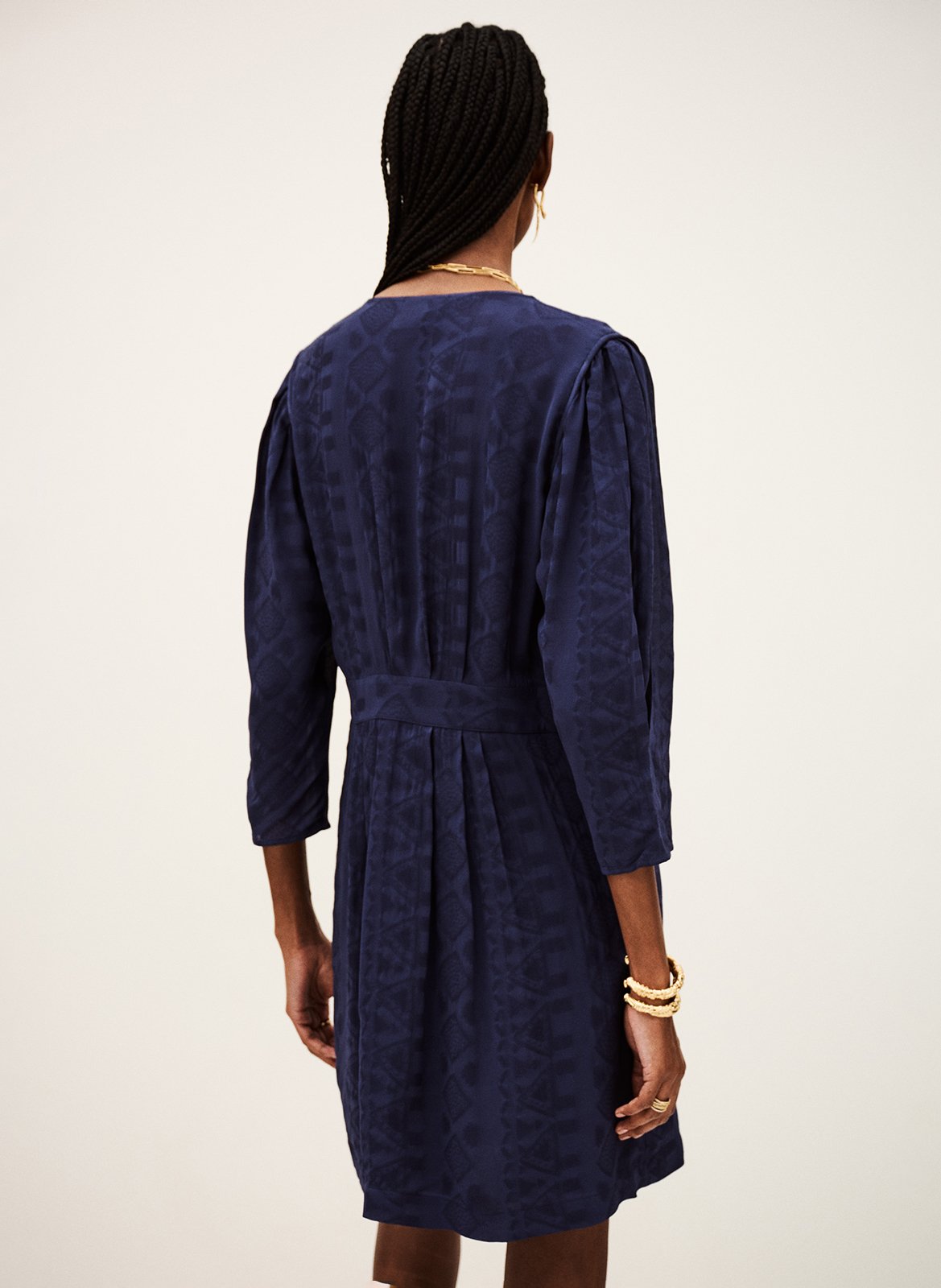 Robe courte col v isilda Bleu