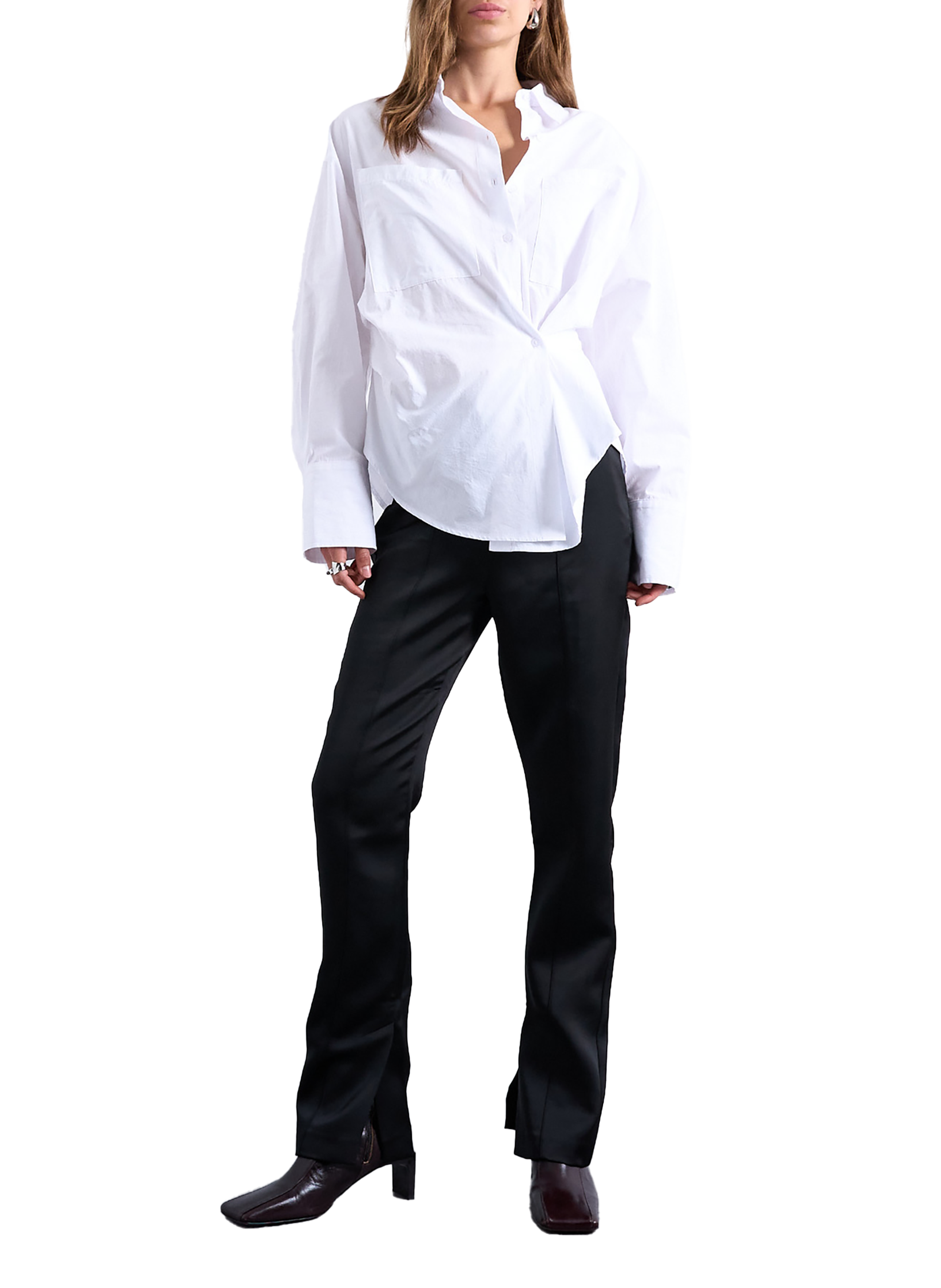 TOPSHOP Asymmetrical cotton shirt White