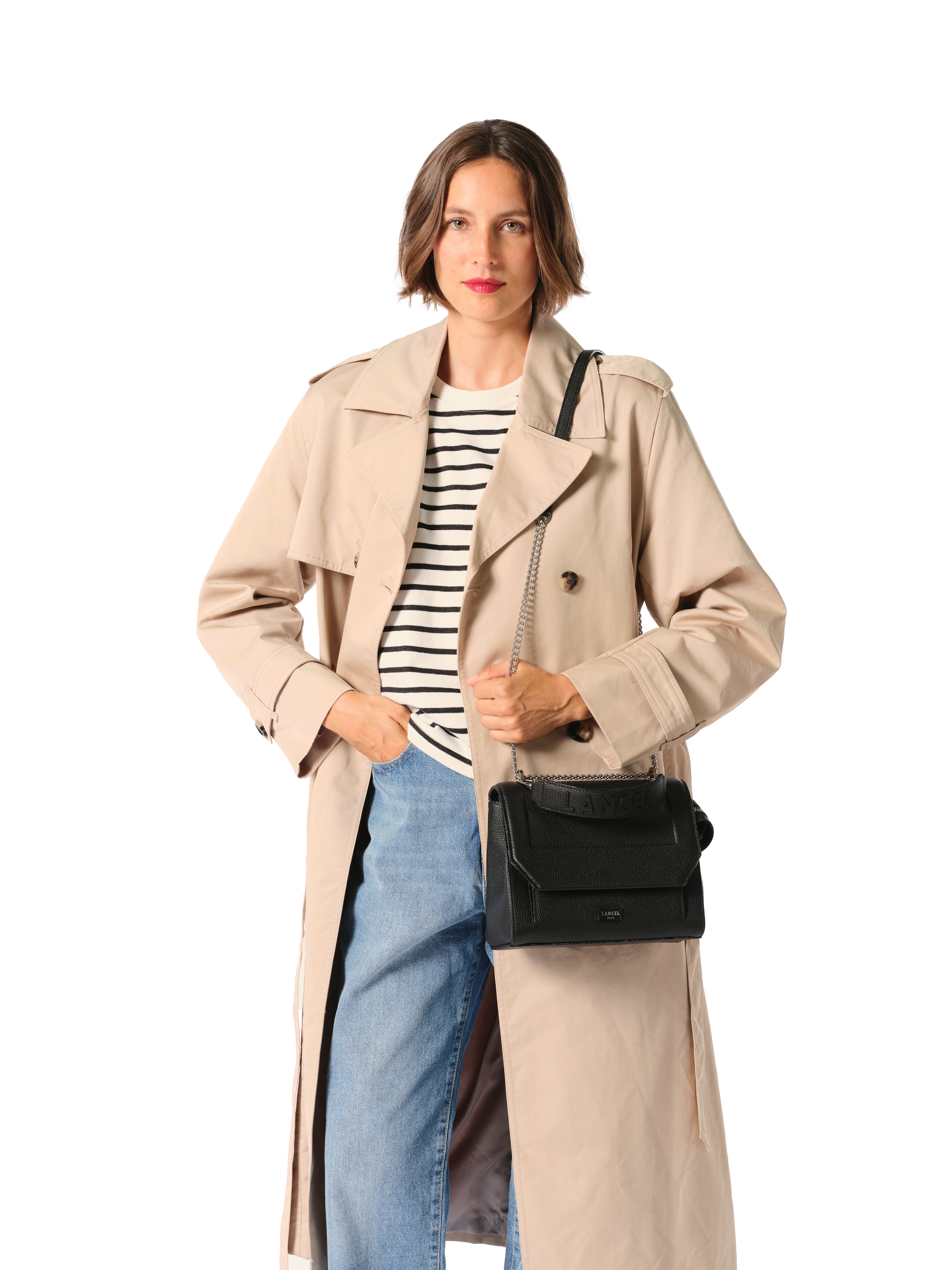 Sac rabat m ninon de lancel en cuir LANCEL Noir