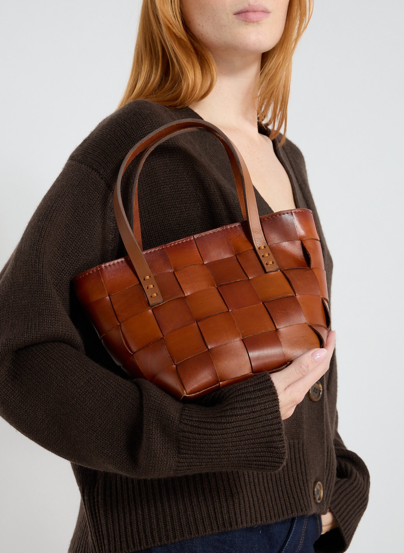 Japan Mini leather handbag DRAGON DIFFUSION Brown