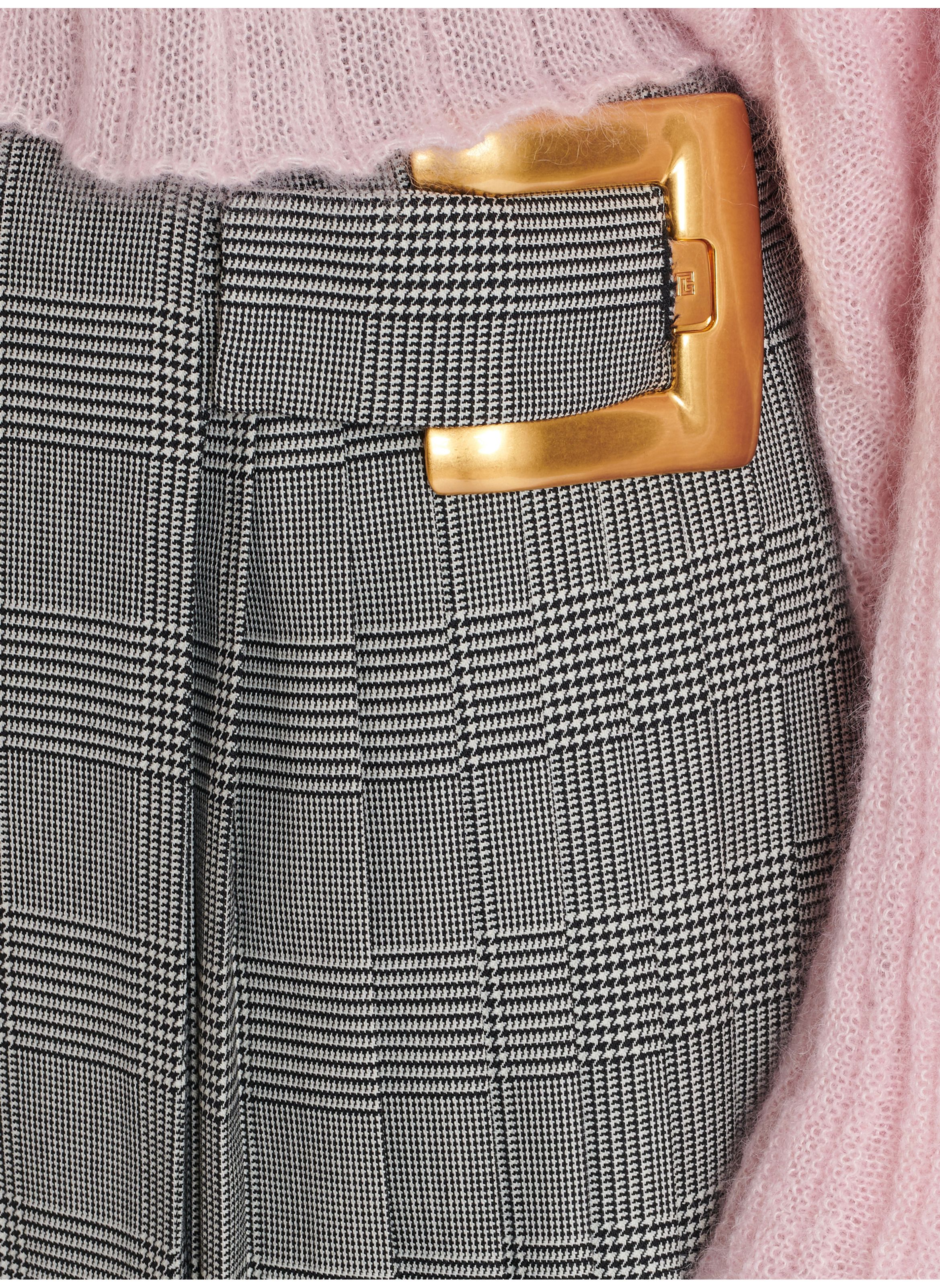 Jupe midi à imprimé prince de galles BALMAIN Noir