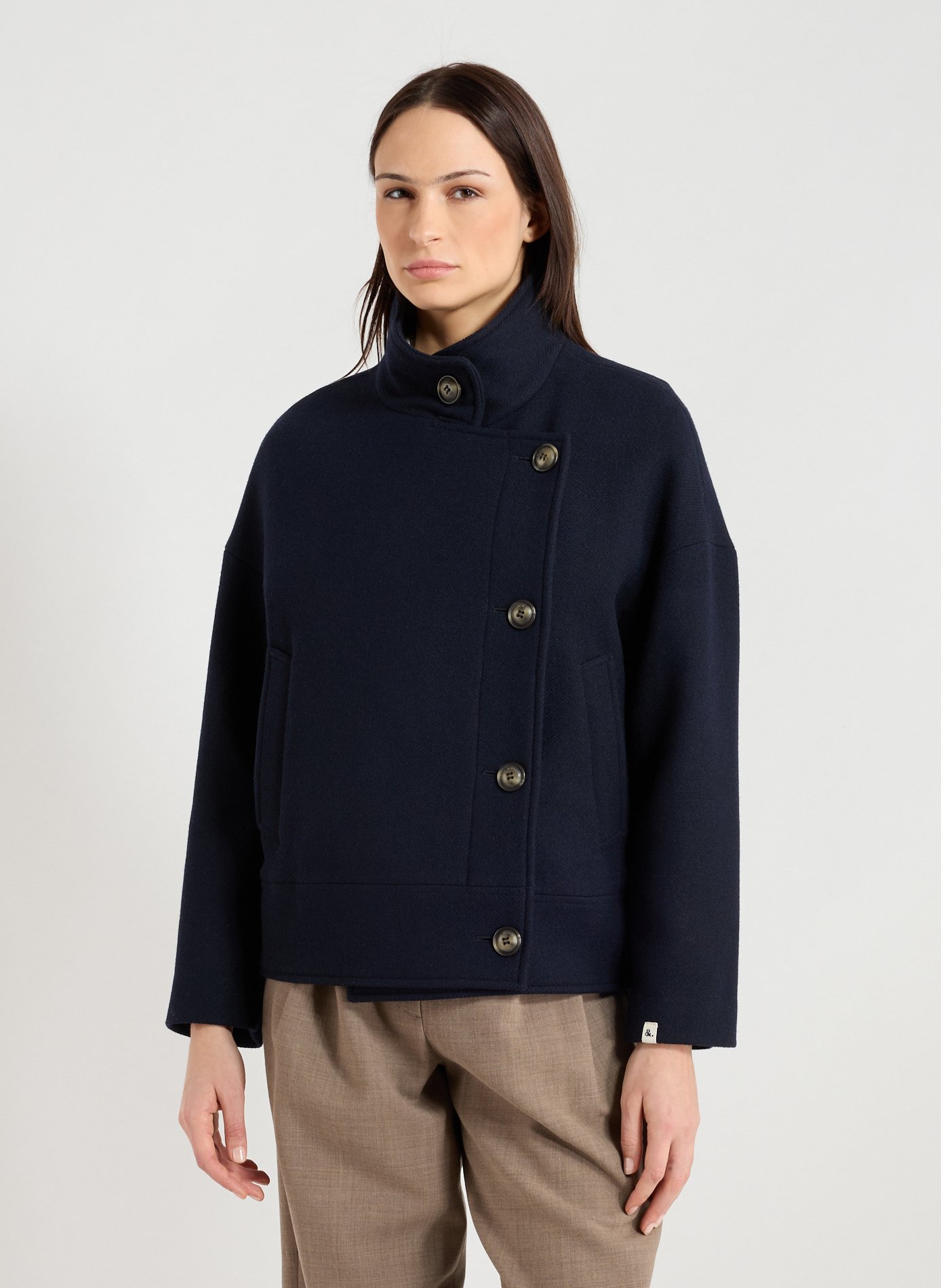 TRENCH & COAT Manteau ample en laine mélangée Bleu