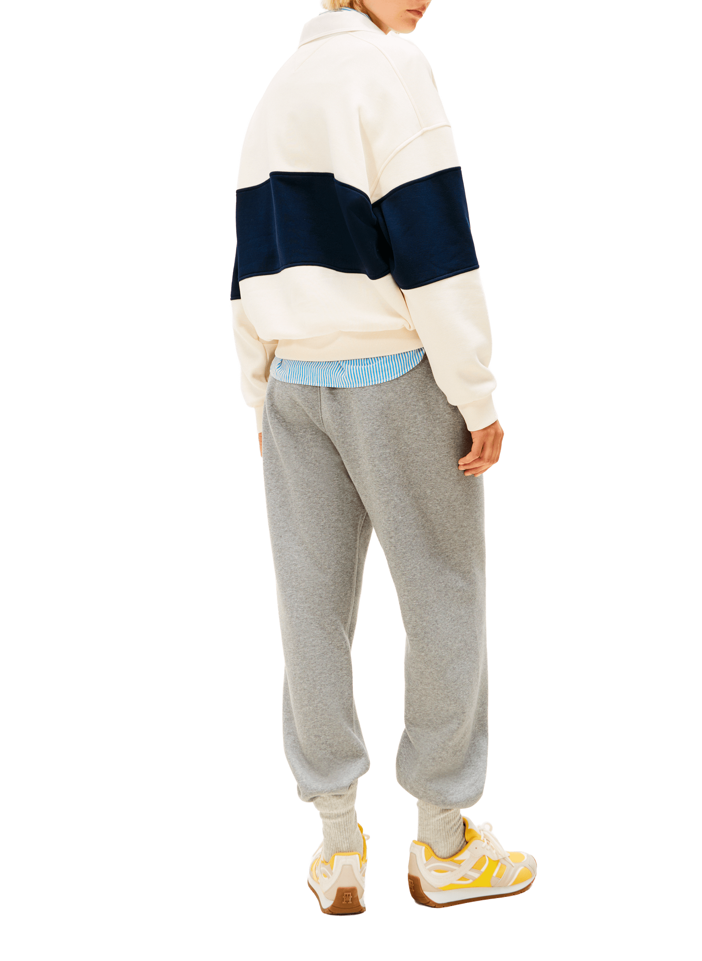 Pull ample à col boutonné en coton mélangé TOMMY HILFIGER Beige