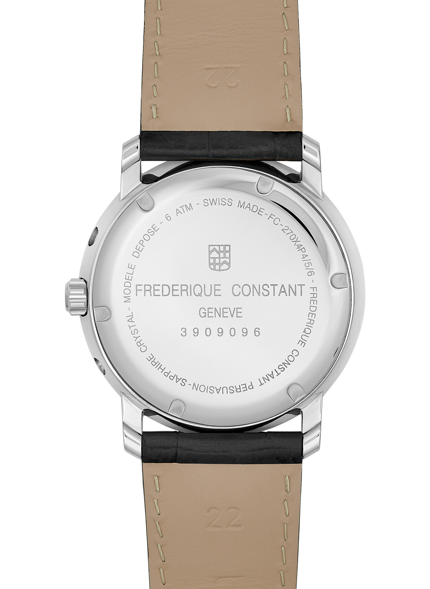 Montre quartz bracelet en cuir FREDERIQUE CONSTANT Noir