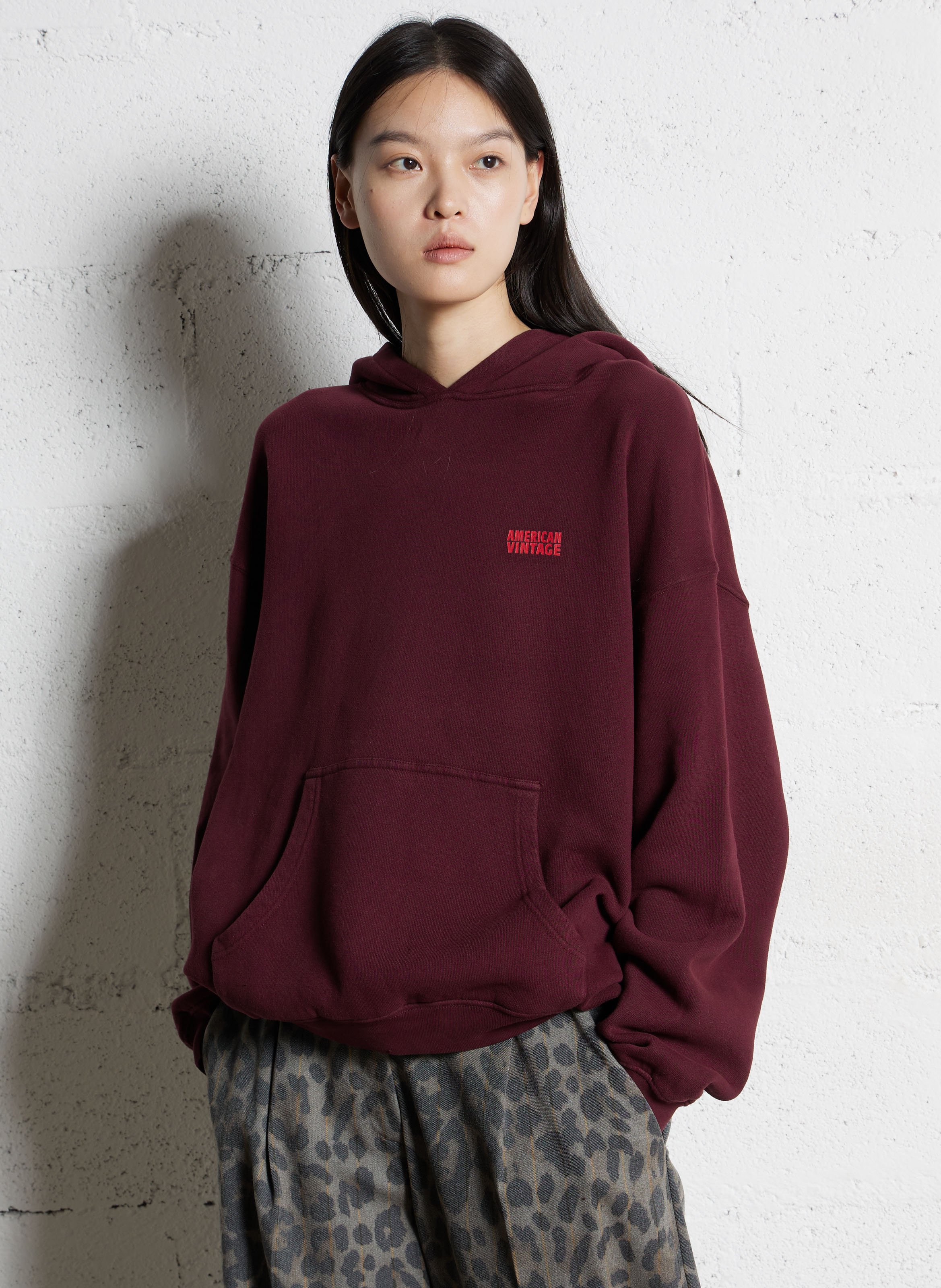 Sweat ample molletonné à capuche en coton izubird  Cerisier vintage