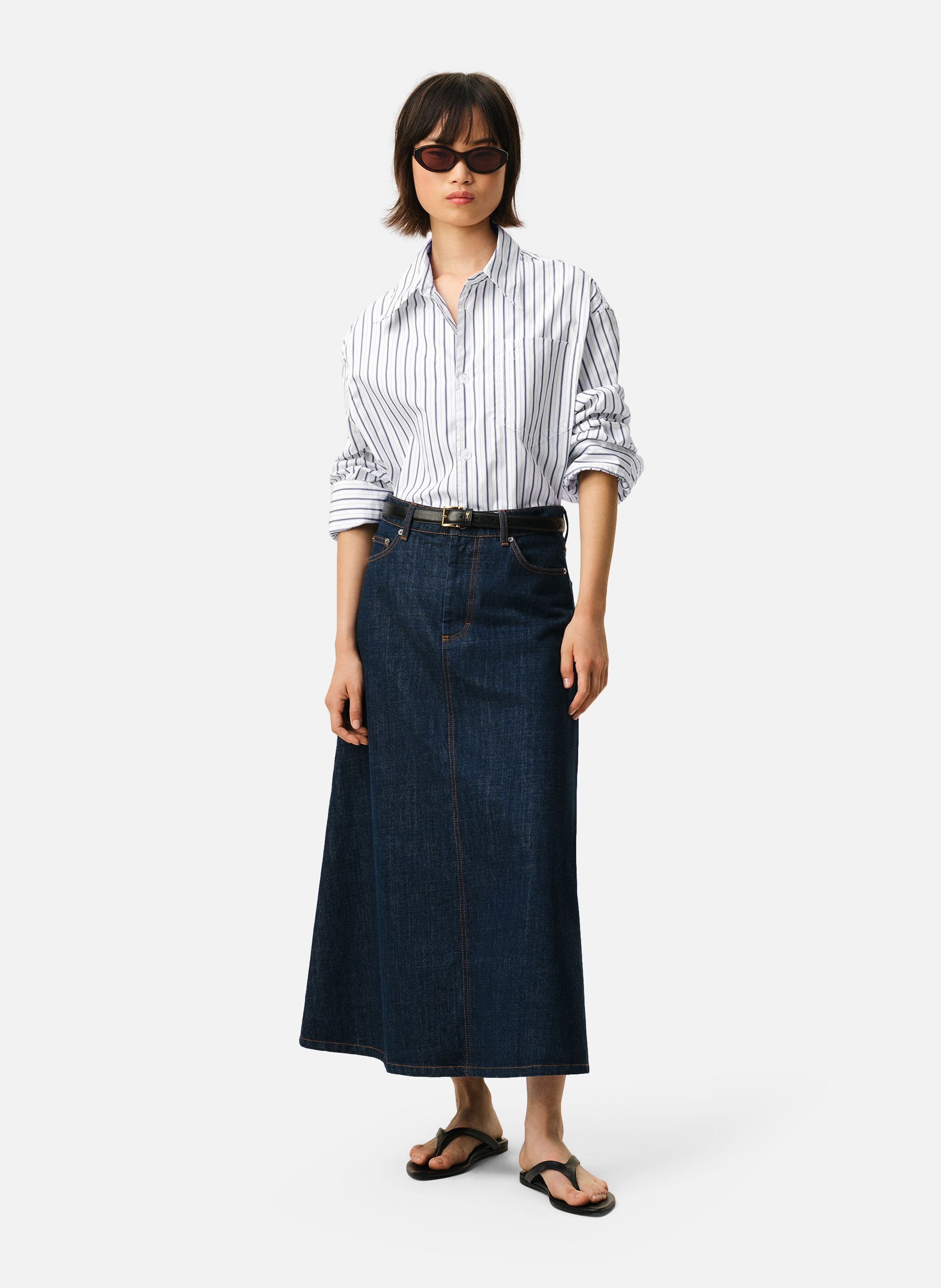 Chemise large rayée ami de coeur unisexe en coton AMI PARIS Blanc