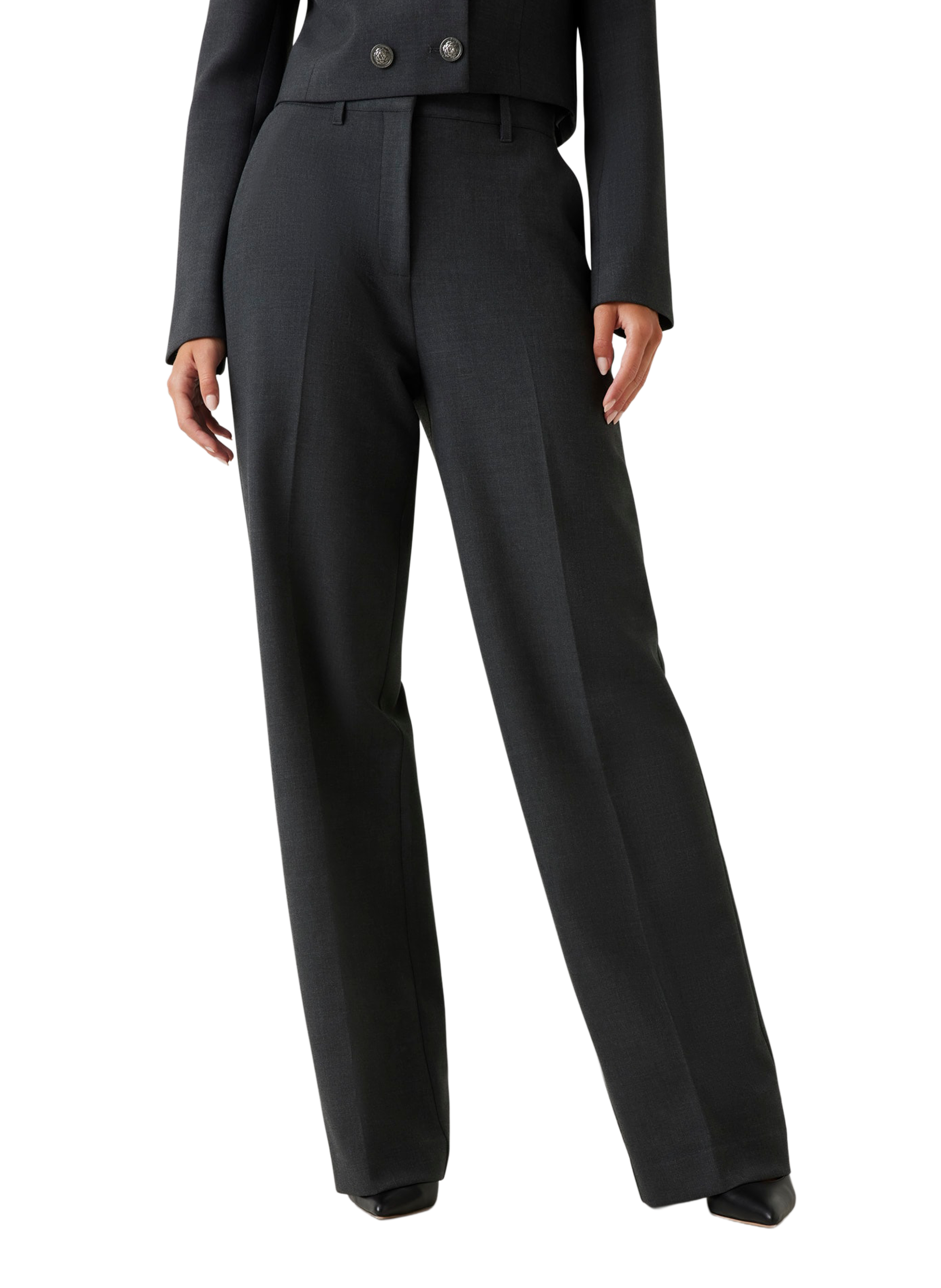 Straight Leg Pants in Solid Color GUESS Grey