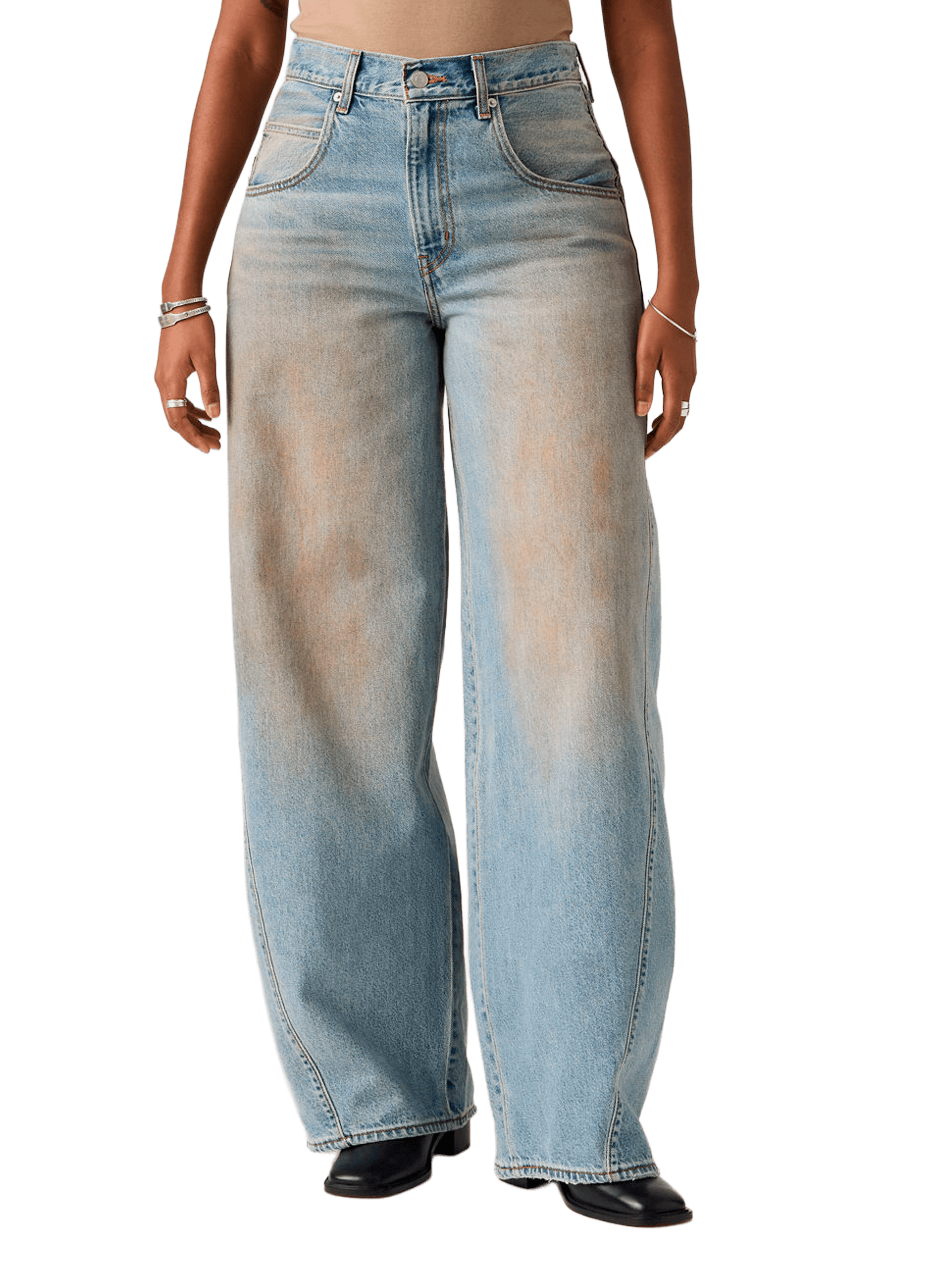 Jean super Baggy Barrel délavé en coton LEVI'S Marron