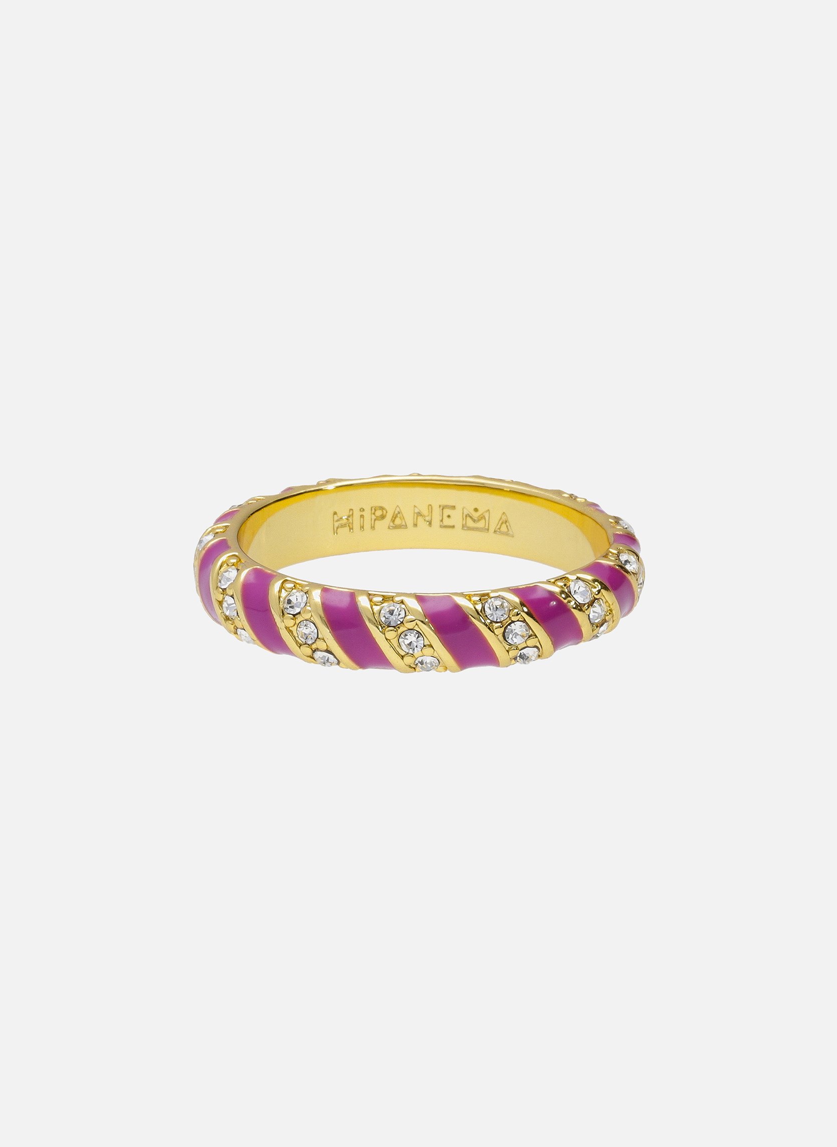 Bague avec email coloré et zircon en laiton doré azuria HIPANEMA Violet