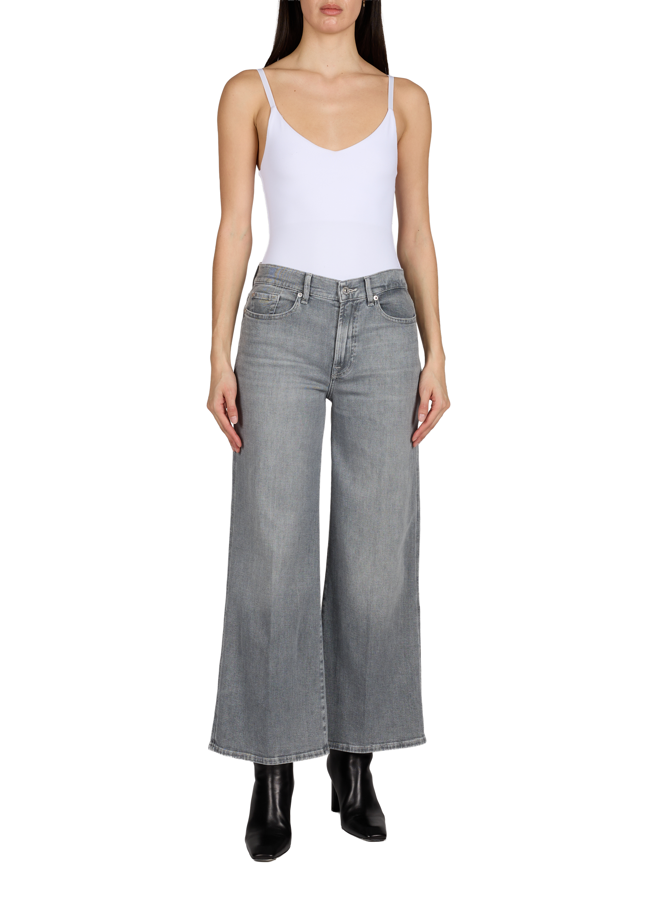 Jean large Lotta Ankle en coton mélangé 7 FOR ALL MANKIND Gris