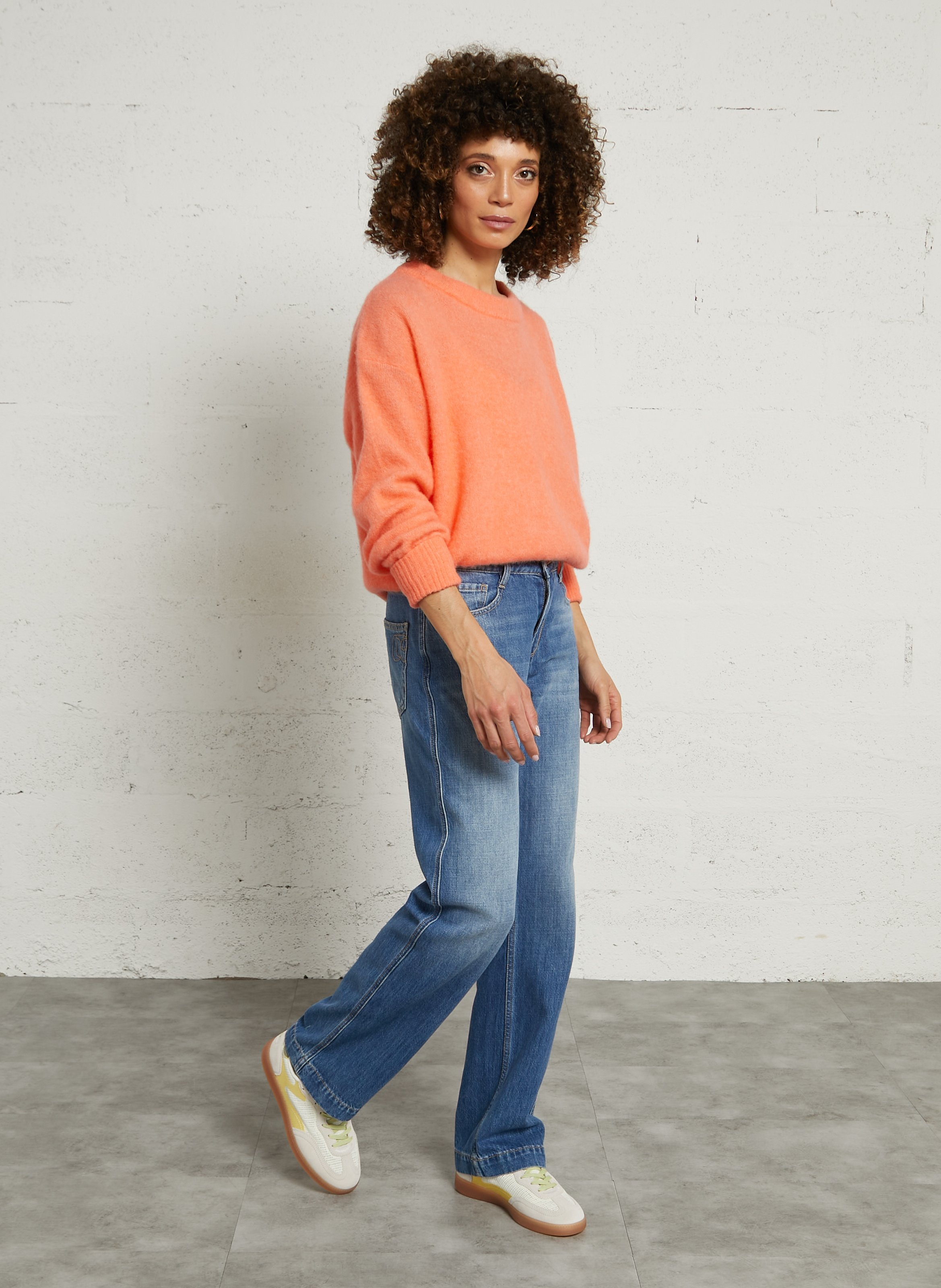 Pull ample col rond en laine mélangée vitow AMERICAN VINTAGE Orange