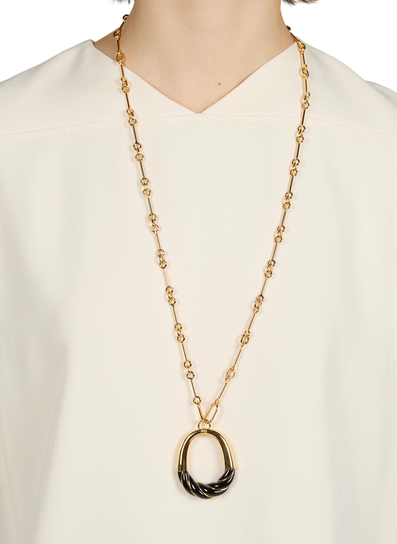 Collier pendant Diana en laiton et plaqué or AURELIE BIDERMANN Noir