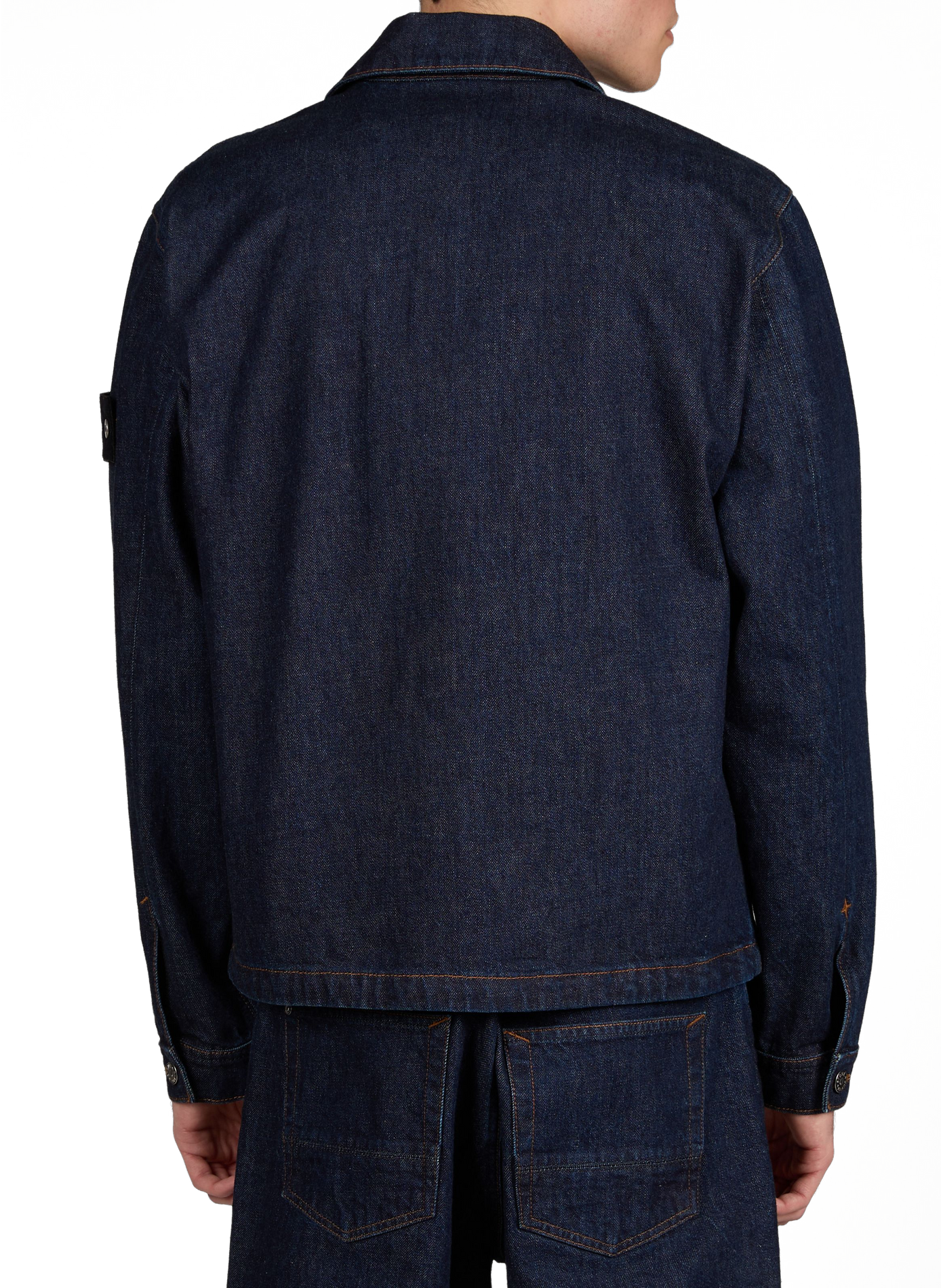 Veste denim à col classique en coton STONE ISLAND Bleu