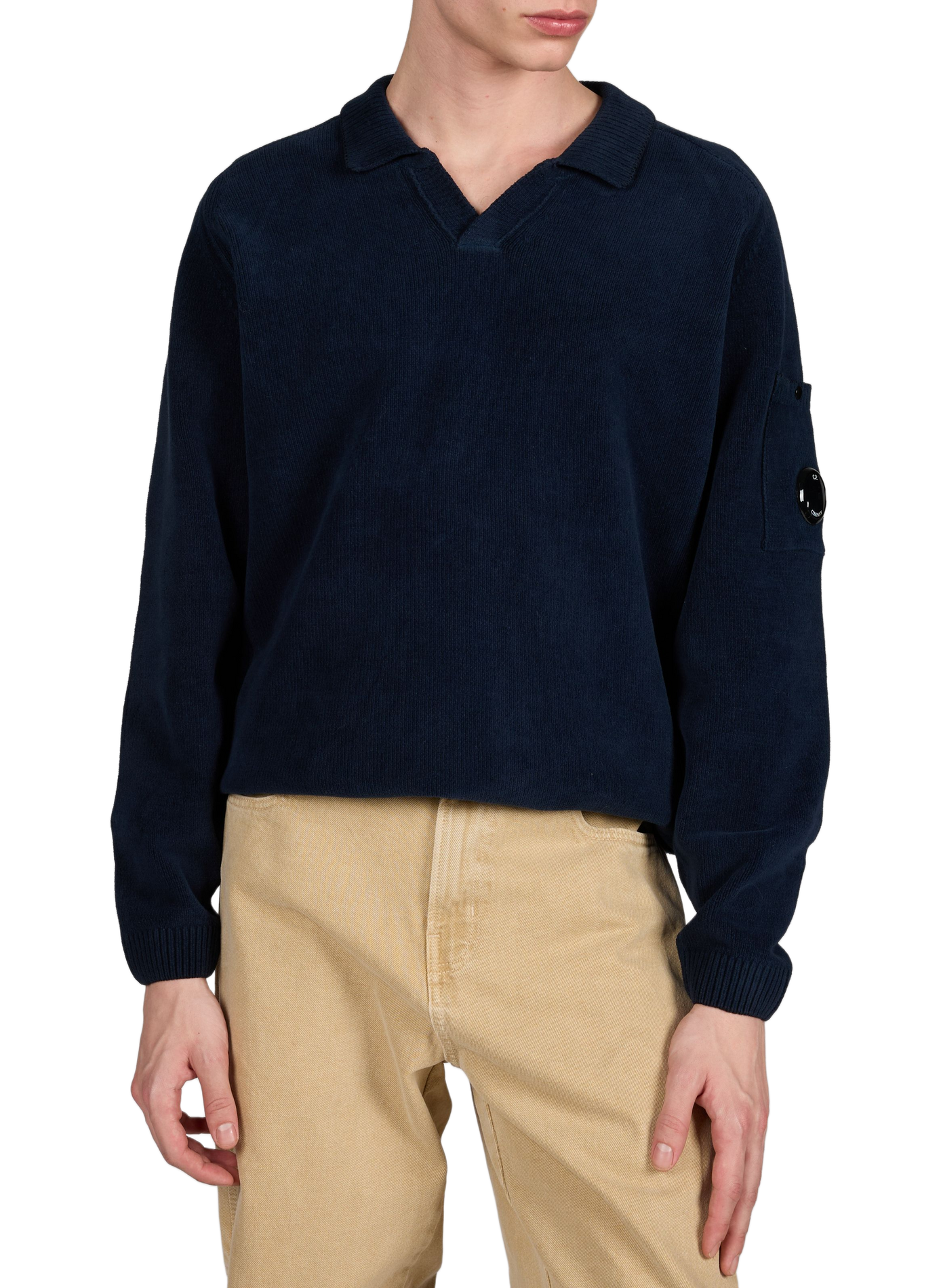 Cuban collar cotton sweater CP COMPANY Blue
