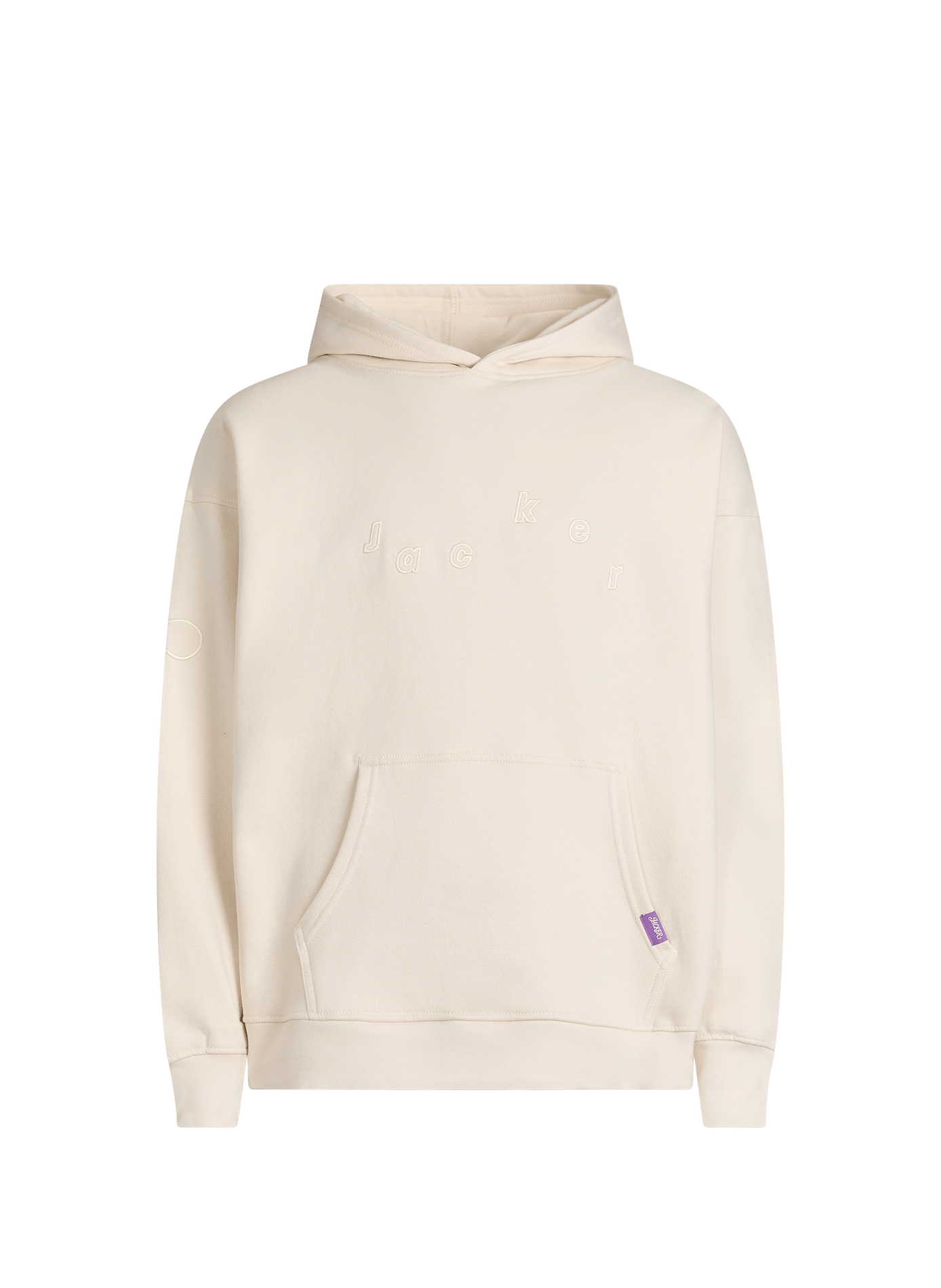 Sweat à capuche brodé en coton JACKER. Beige