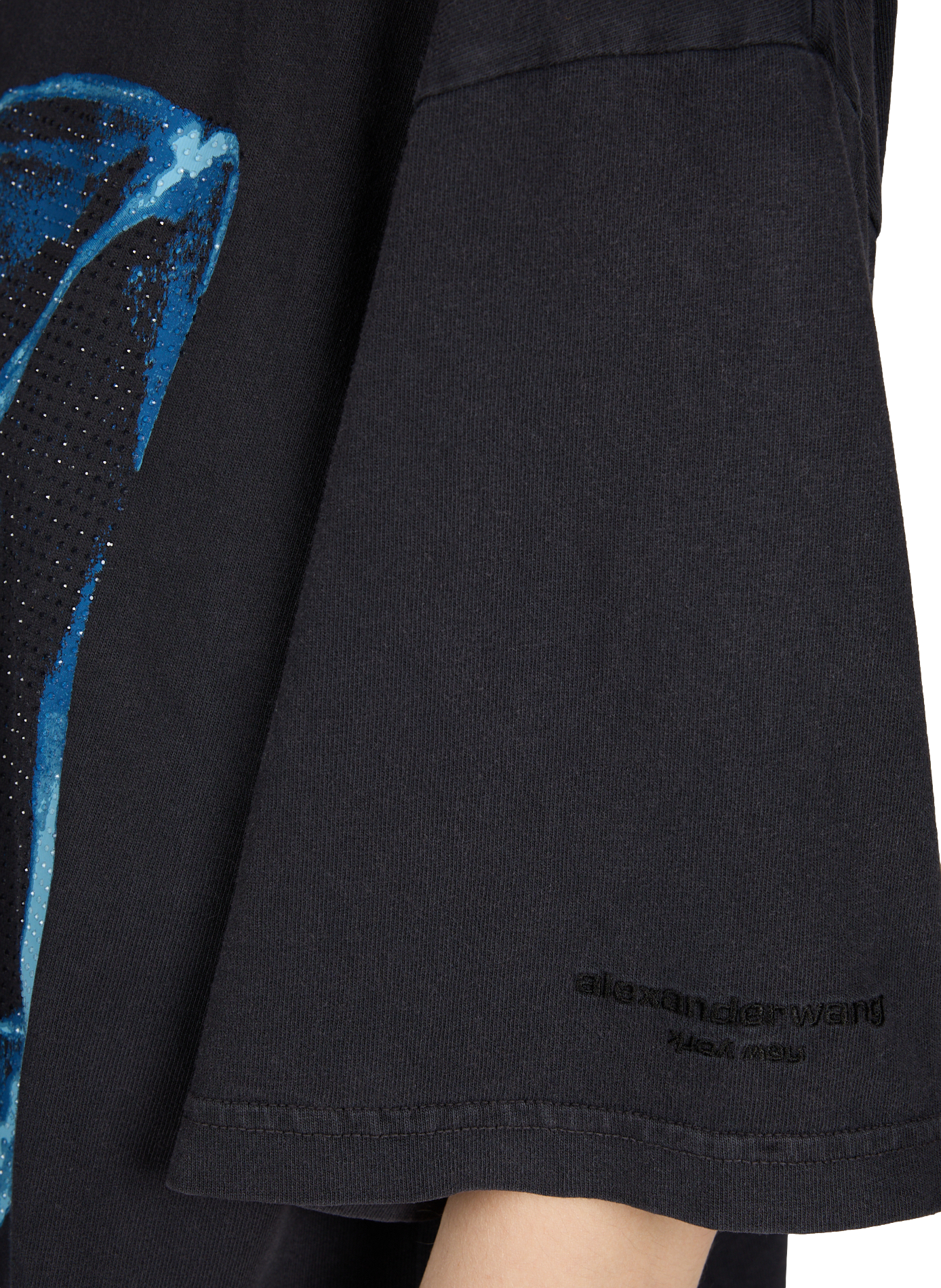 Loose-fitting T-shirt with rhinestone print ALEXANDER WANG Black