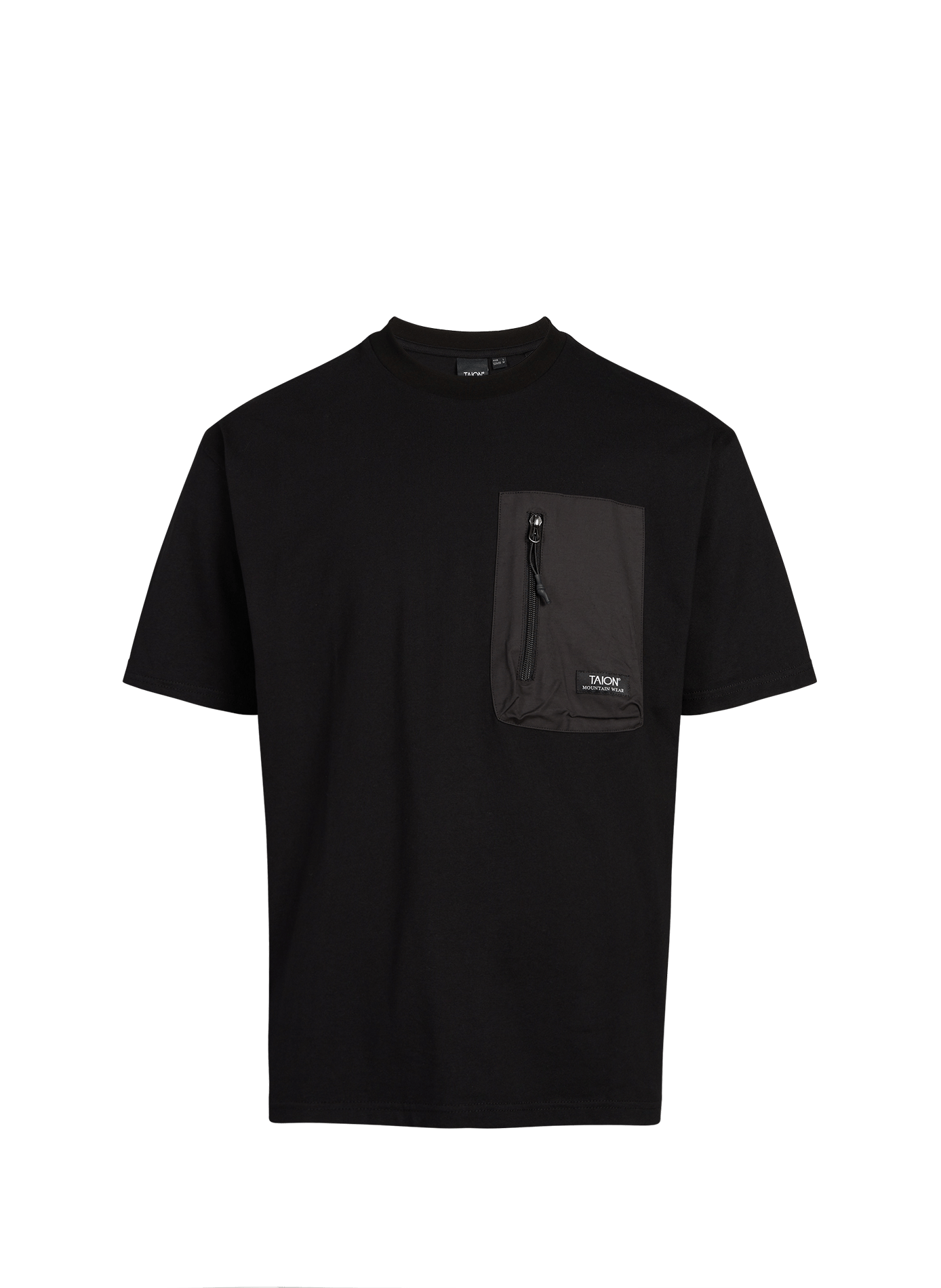 T-shirt poche poitrine zippée en coton TAION Noir