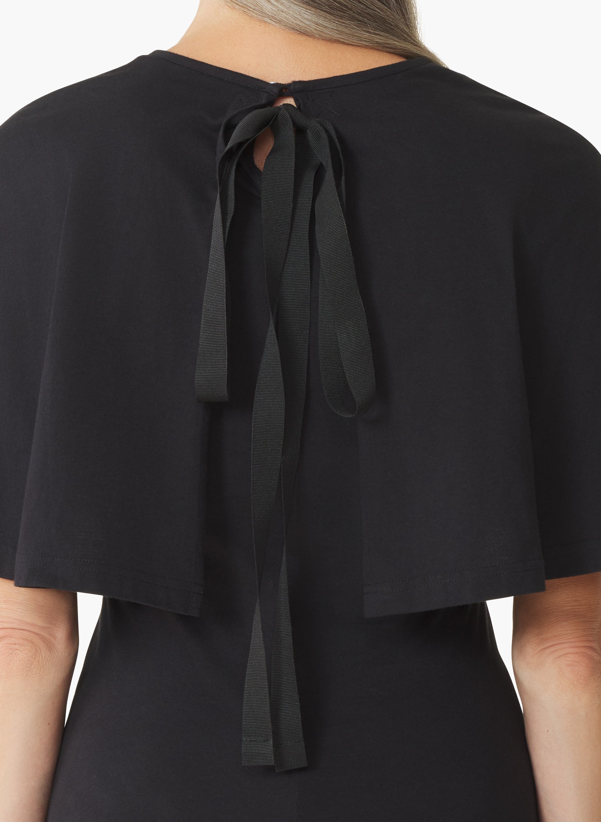 T-shirt à cape en coton et soie LANVIN Noir
