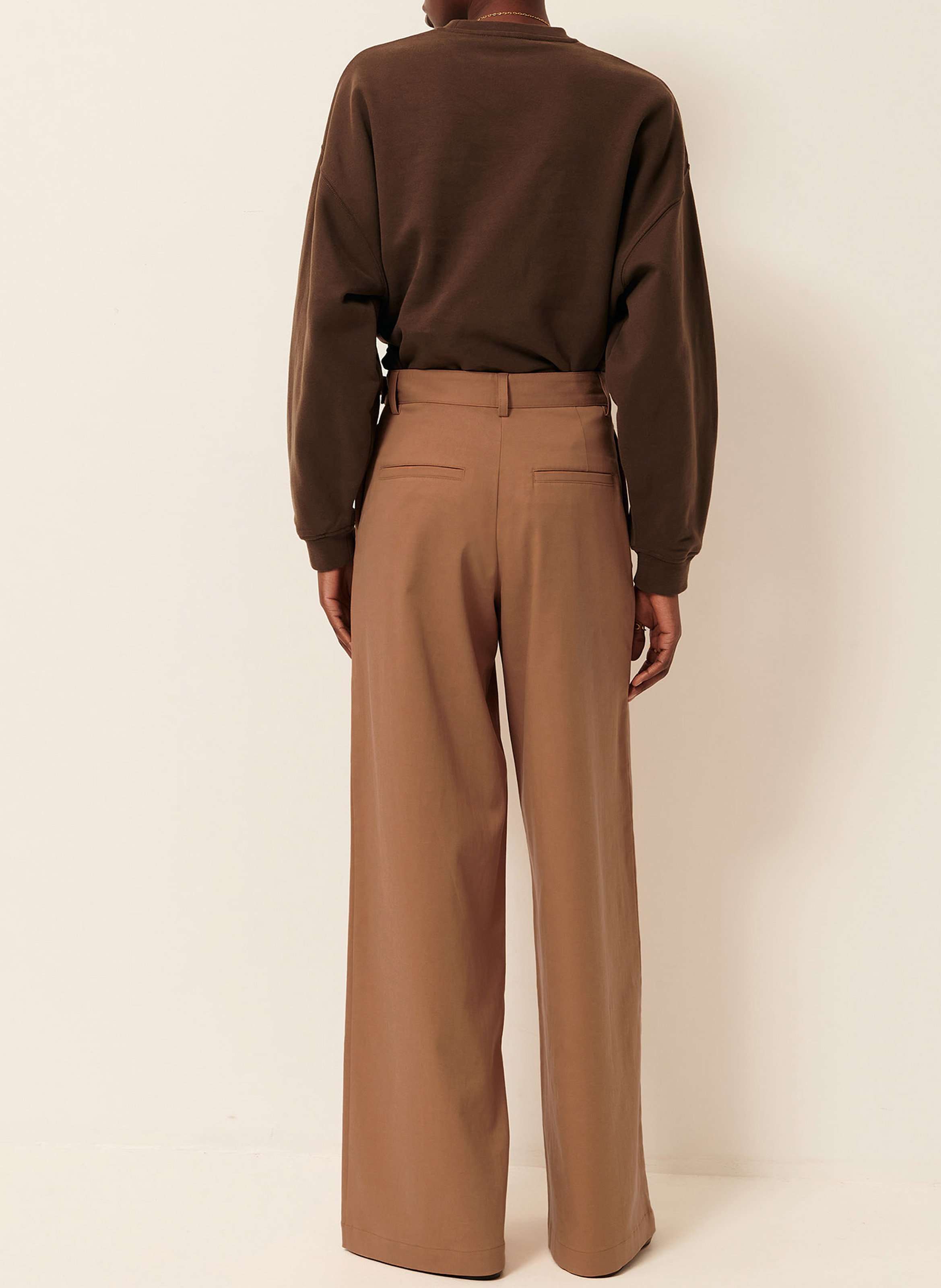 Pantalon large taille haute uni wesley SESSUN Beige