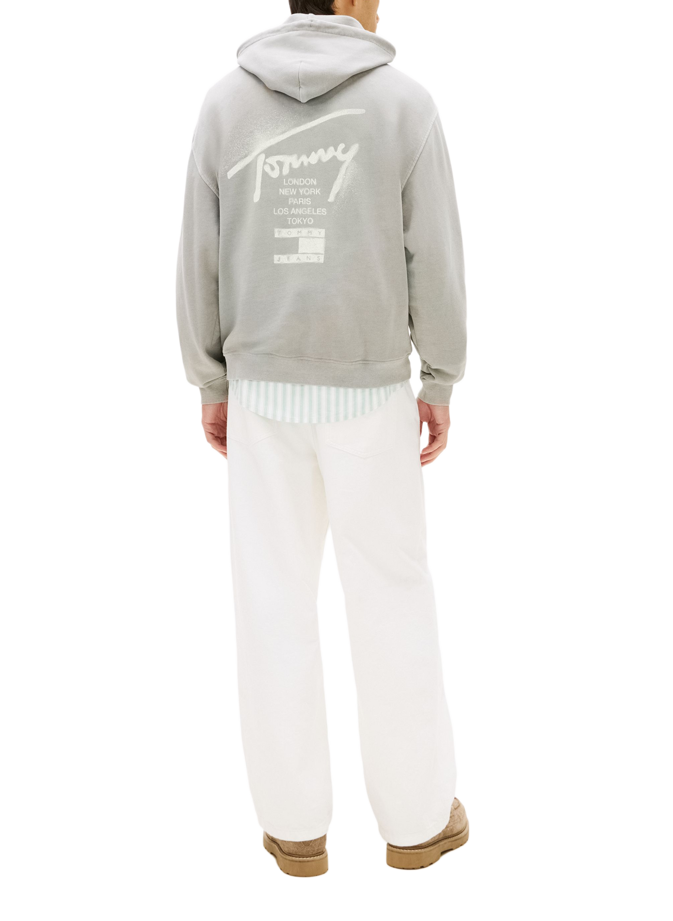 Hoodie with printed logo in cotton TOMMY HILFIGER Grey