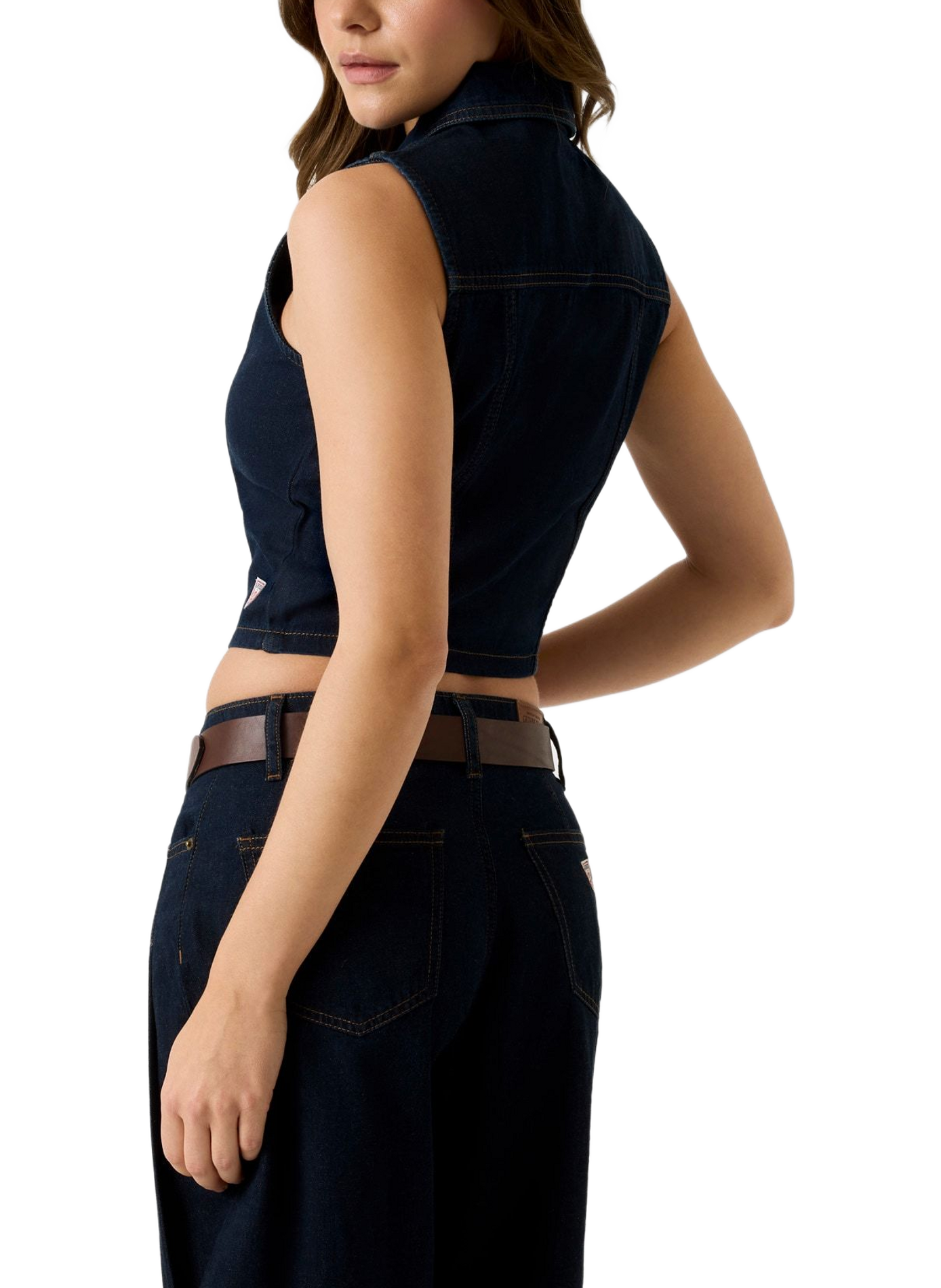 Short cotton denim shirt GUESS Black