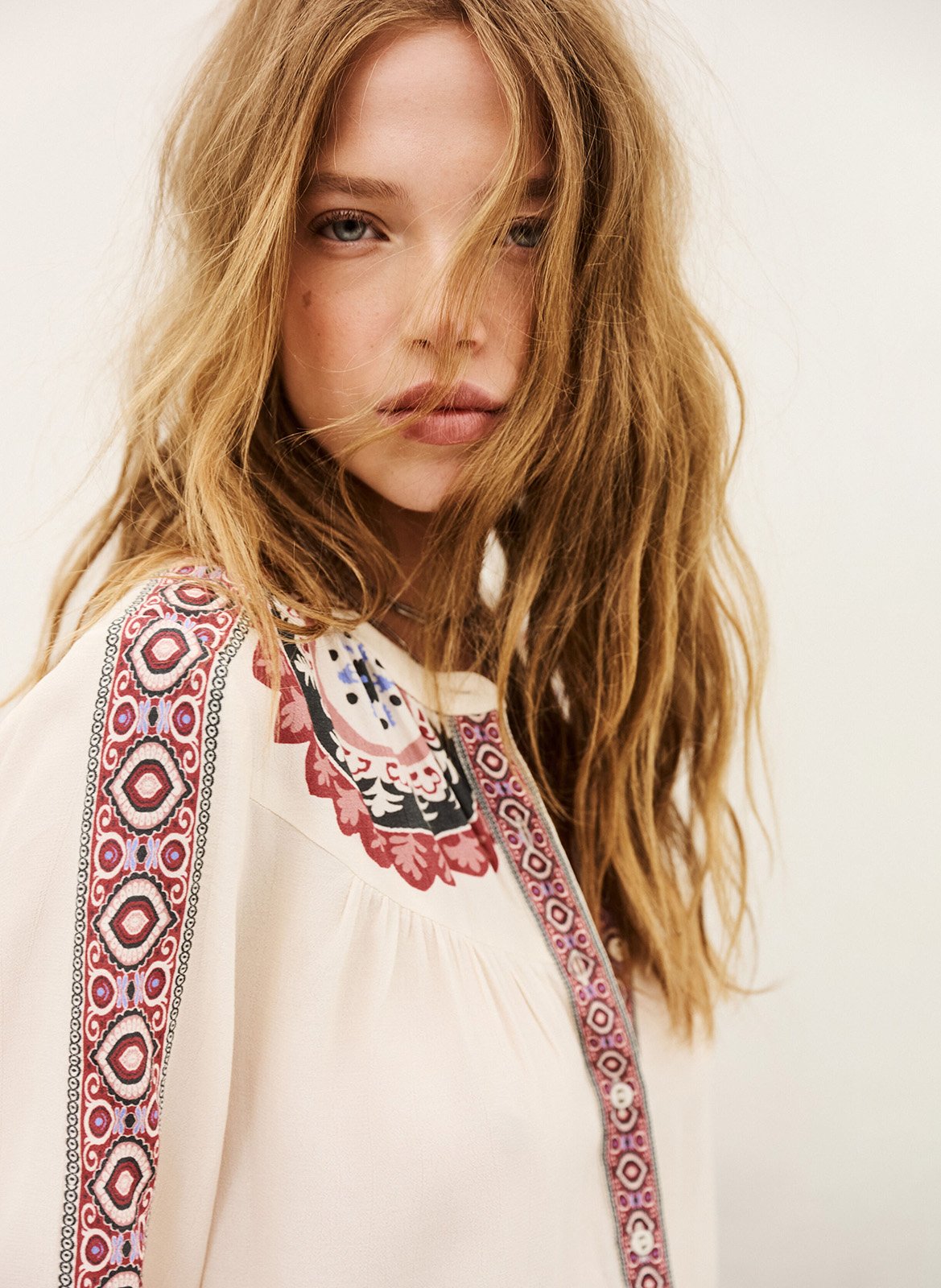 Chemise droite col rond valda BA&SH Beige