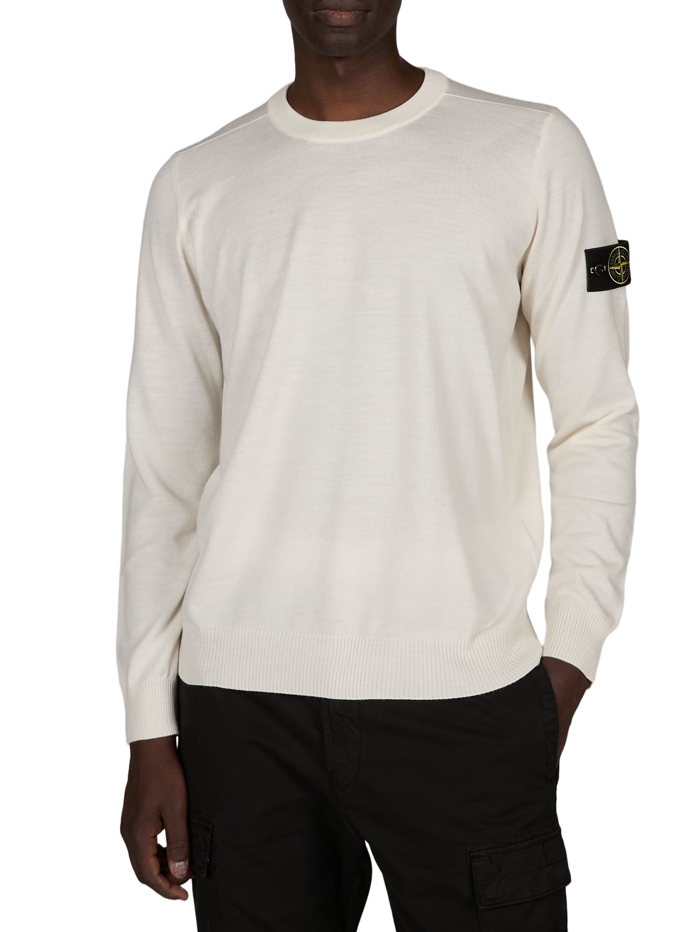 Gerade geschnittene Hose mit Tasche und Badge aus Wolle STONE ISLAND Beige