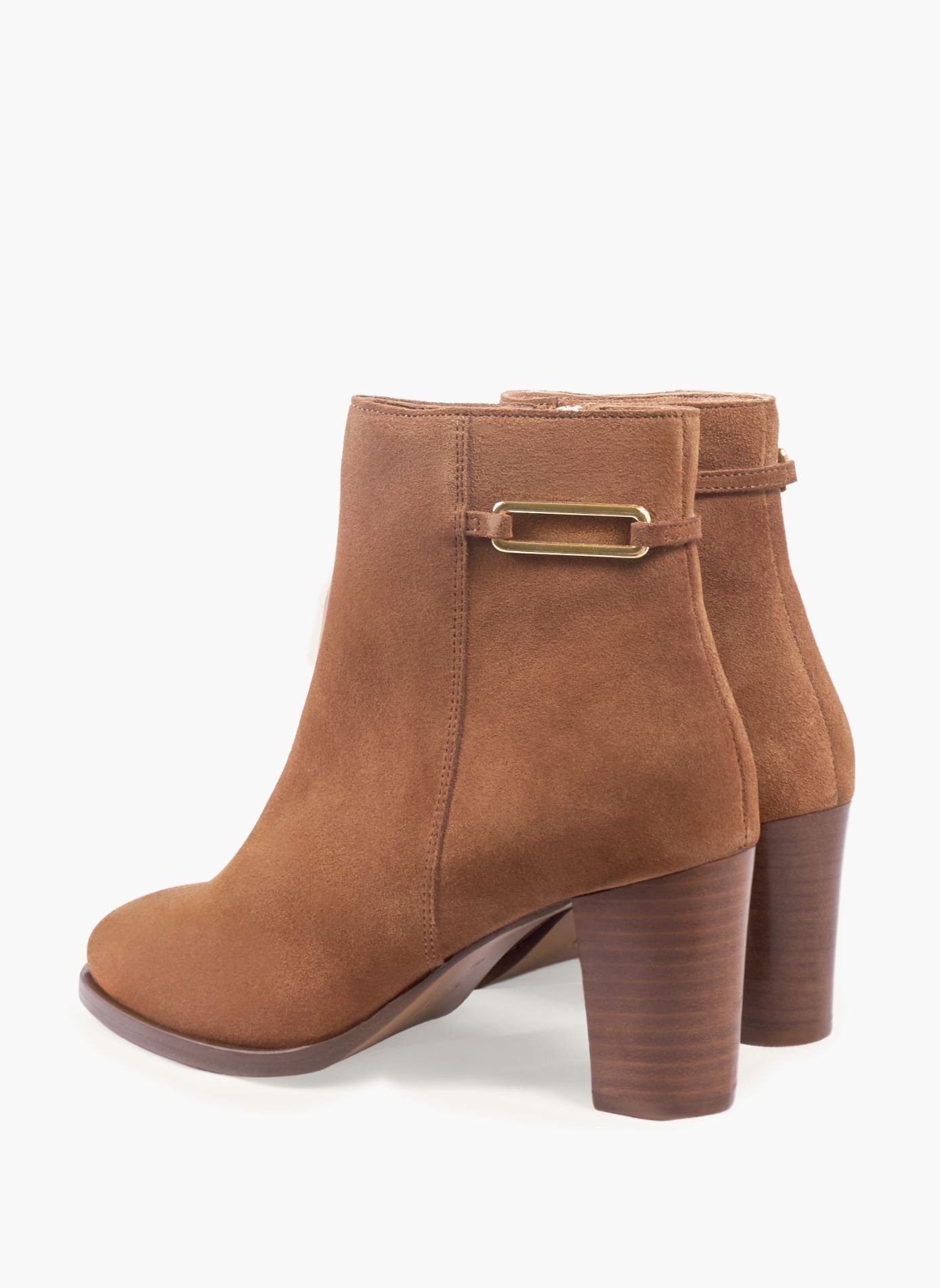 Bottines bijoux talon zélie cuir daim JULES & JENN Marron