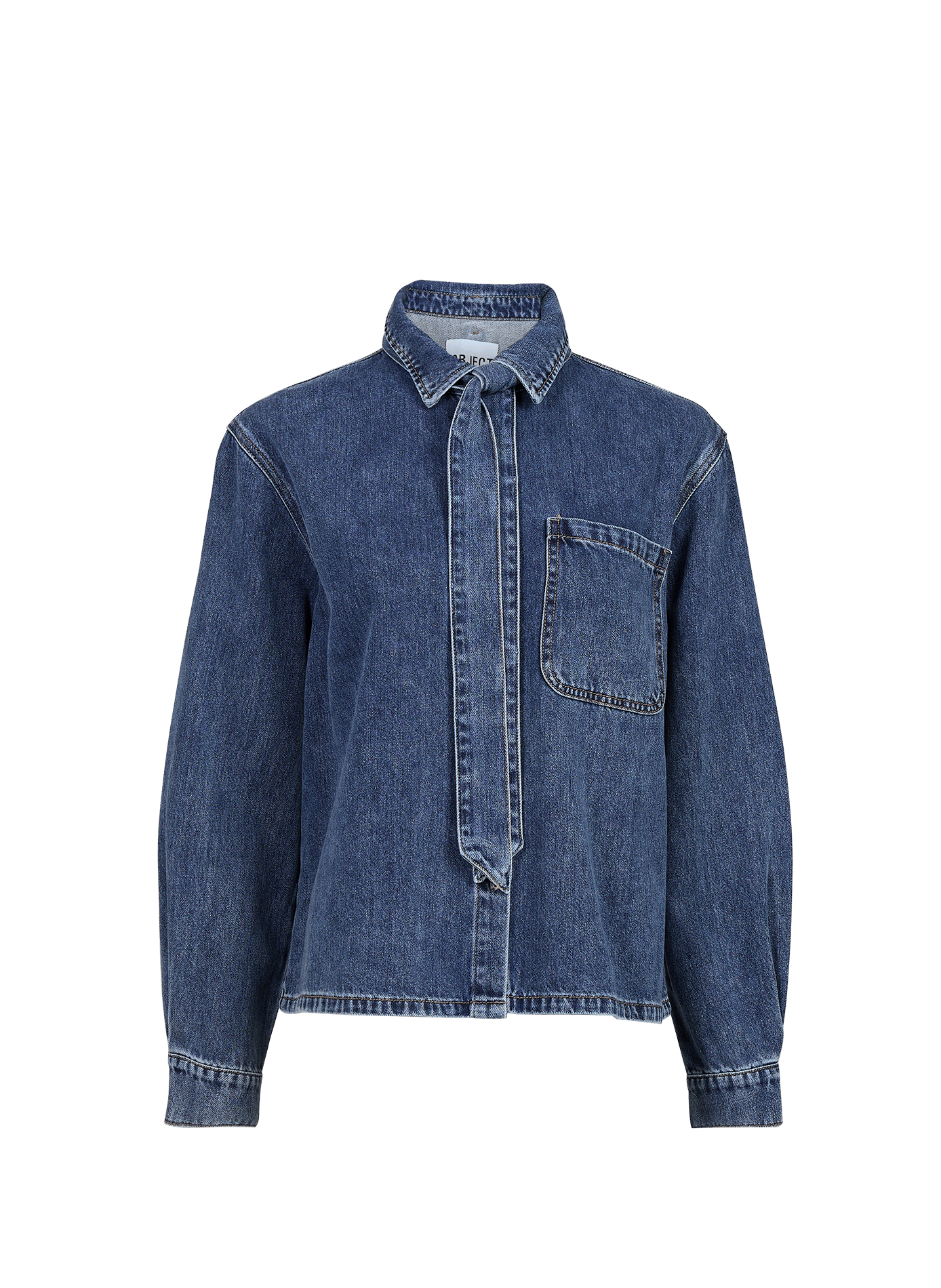 Chemise ample denim en coton mélangé OBJECT Bleu