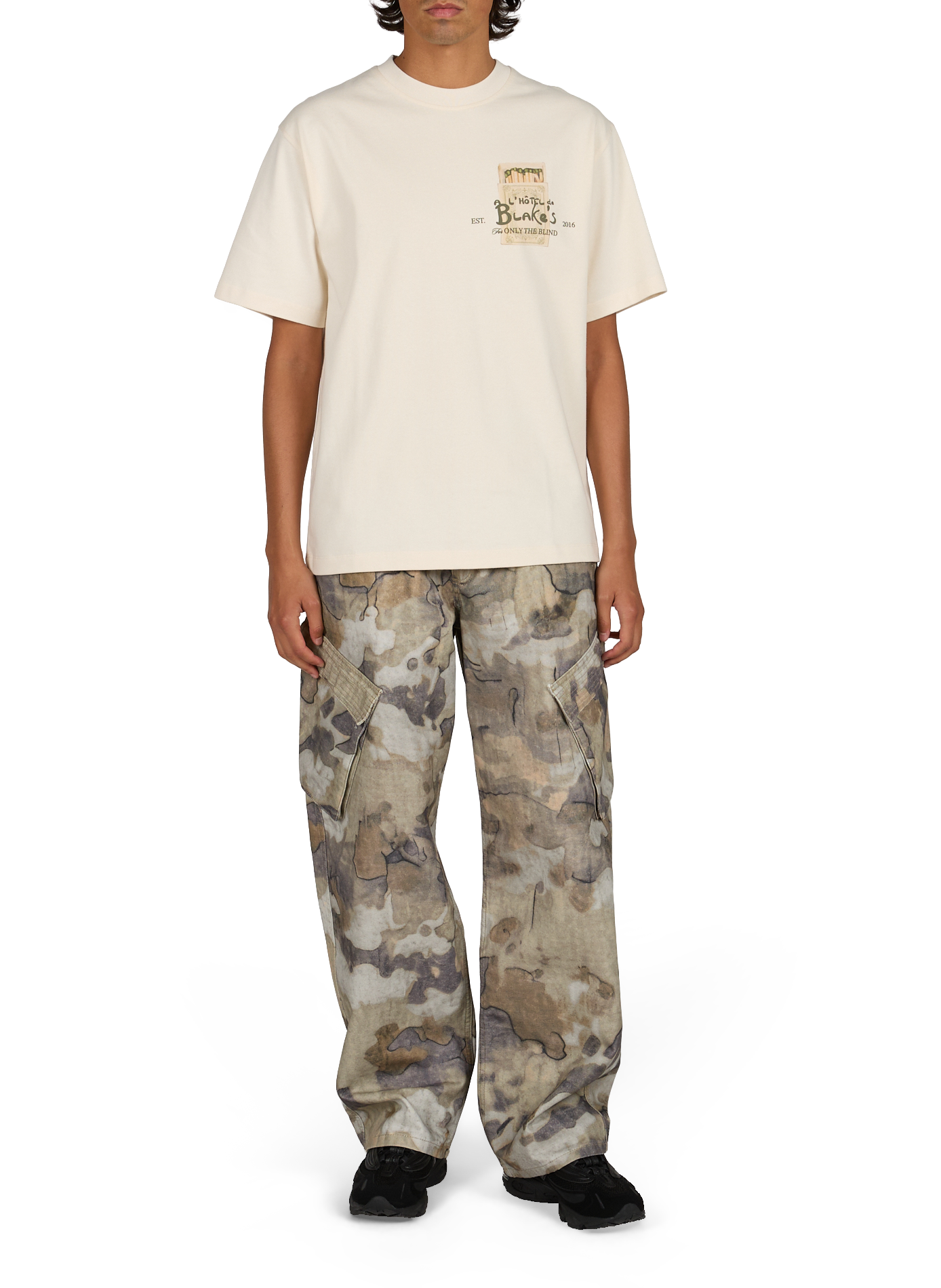 Printed cotton T-shirt ONLY THE BLIND Beige