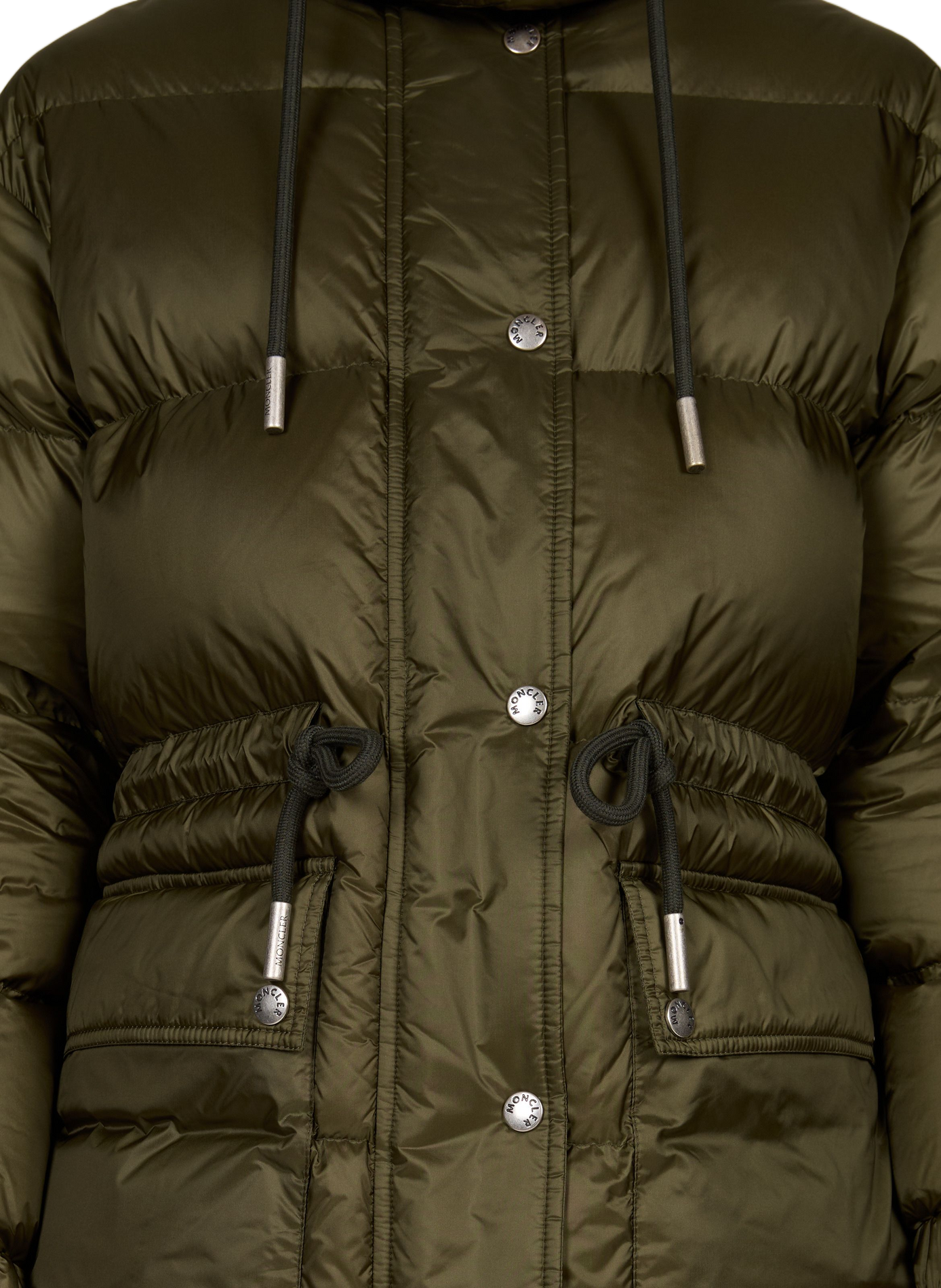 Piumino aderente con cappuccio monocolore MONCLER Verde