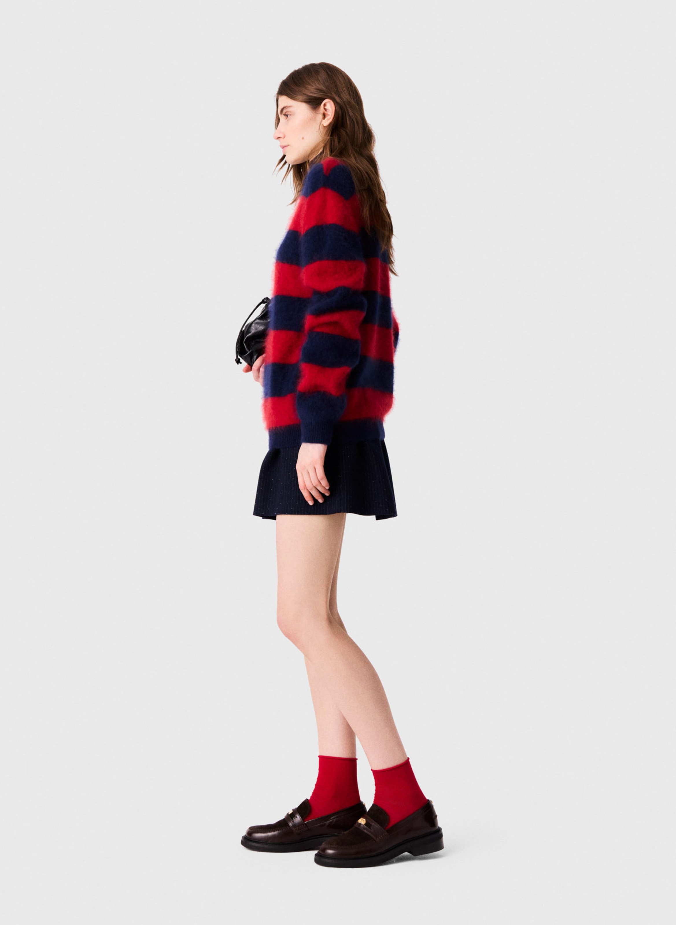 Pull col polo en laine mélangée MAJE Rouge
