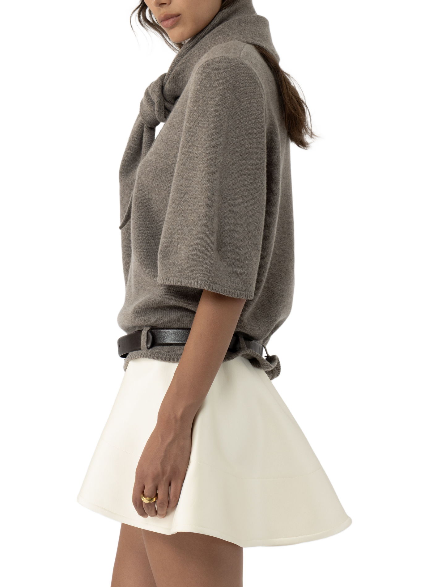 Ela Merino Wool Knitted T-Shirt ARAKII Beige