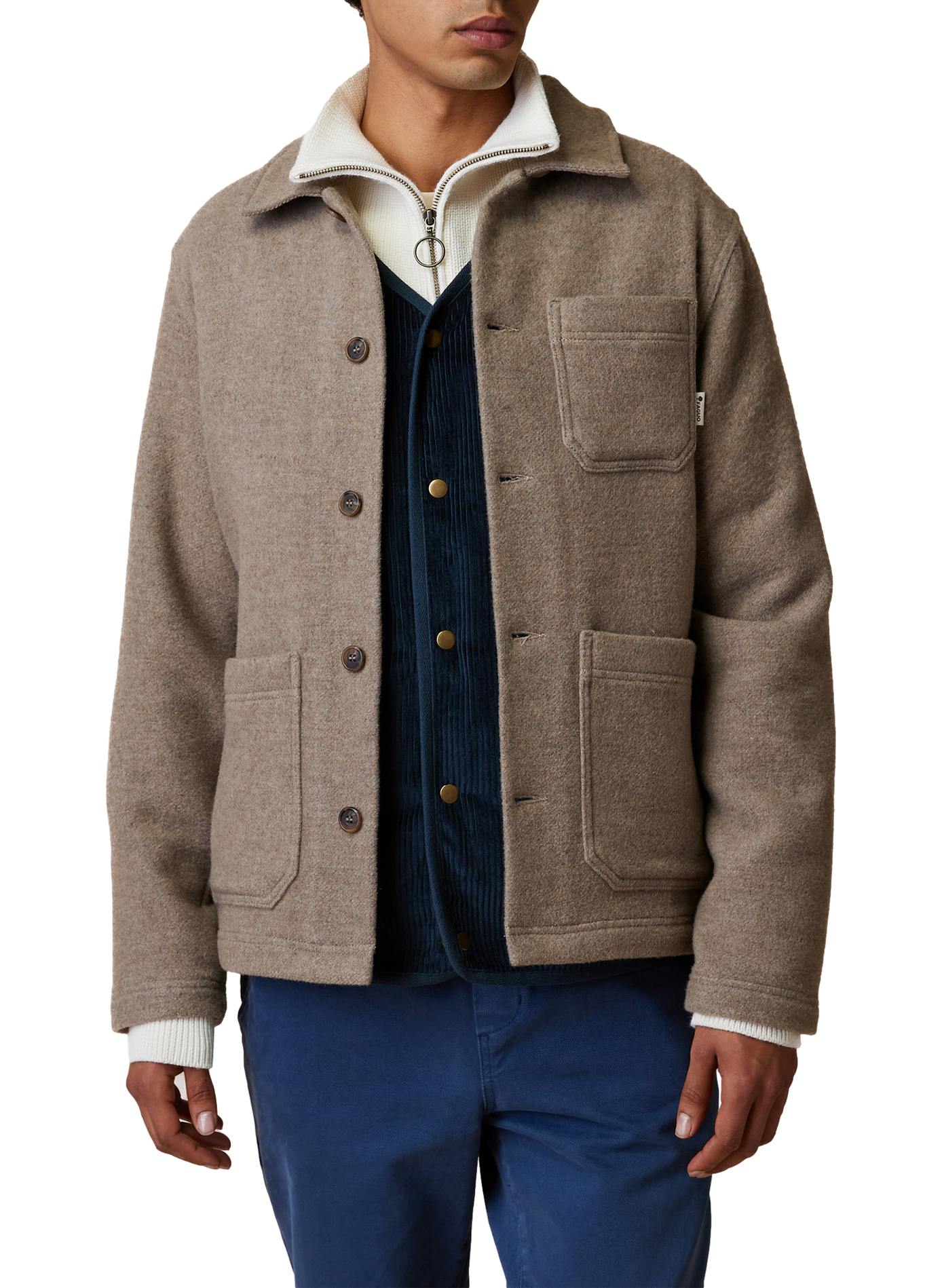 Veste col classique en laine mélangée FAGUO Beige