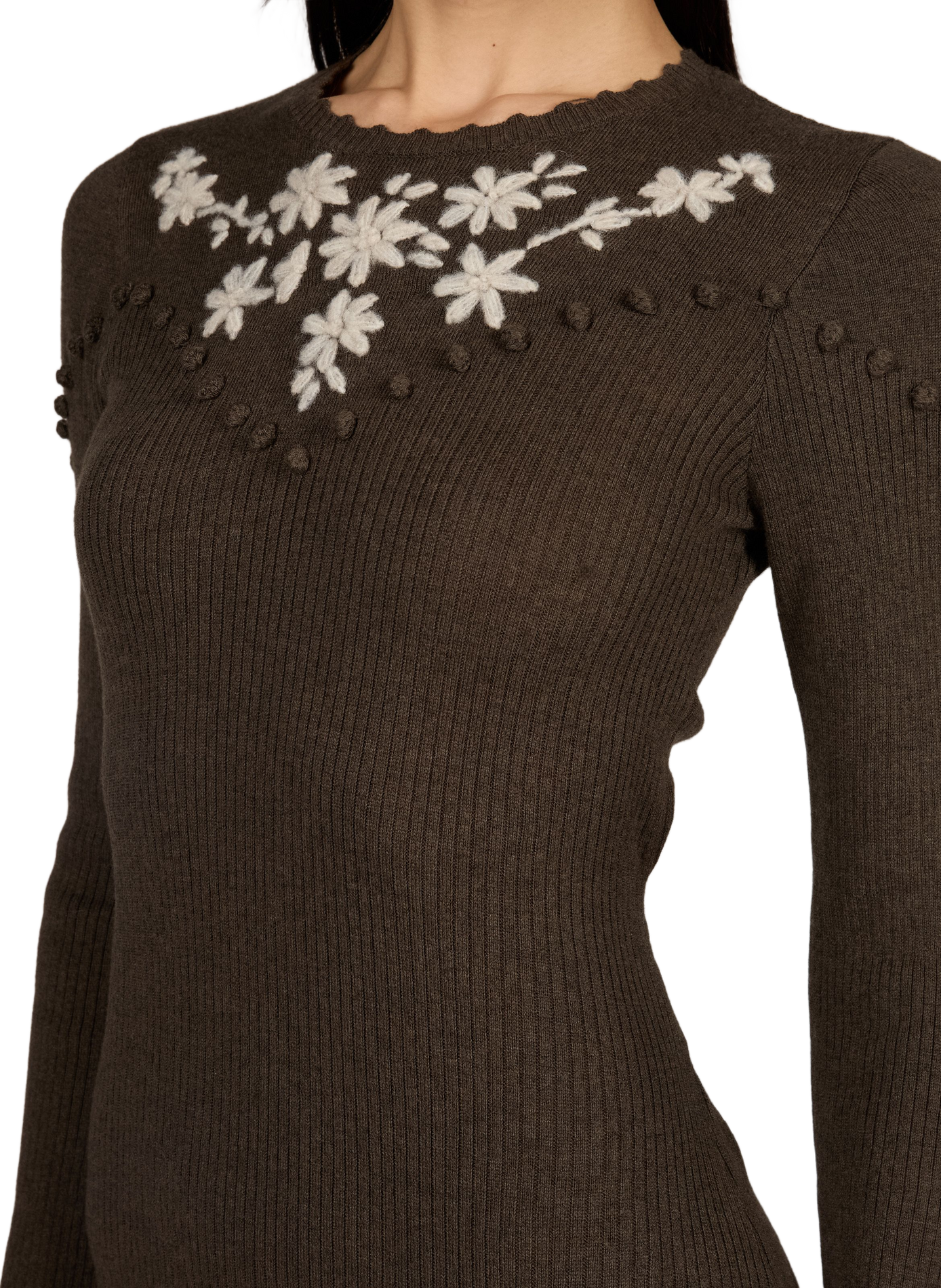 Fitted maxi dress in wool and cotton LOUISE MISHA Brown