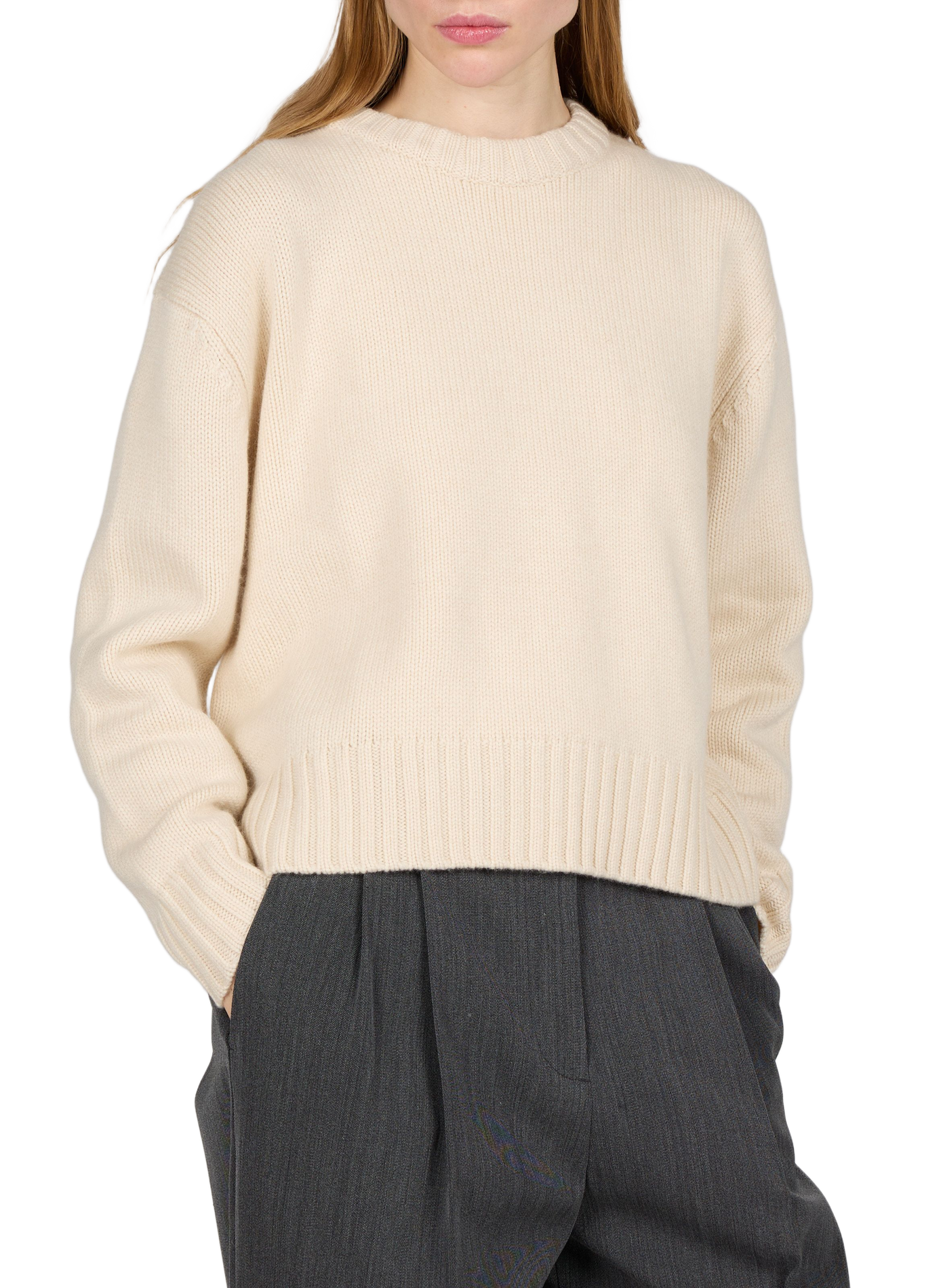 Oversized round-neck wool and cashmere sweater ALMADA Beige