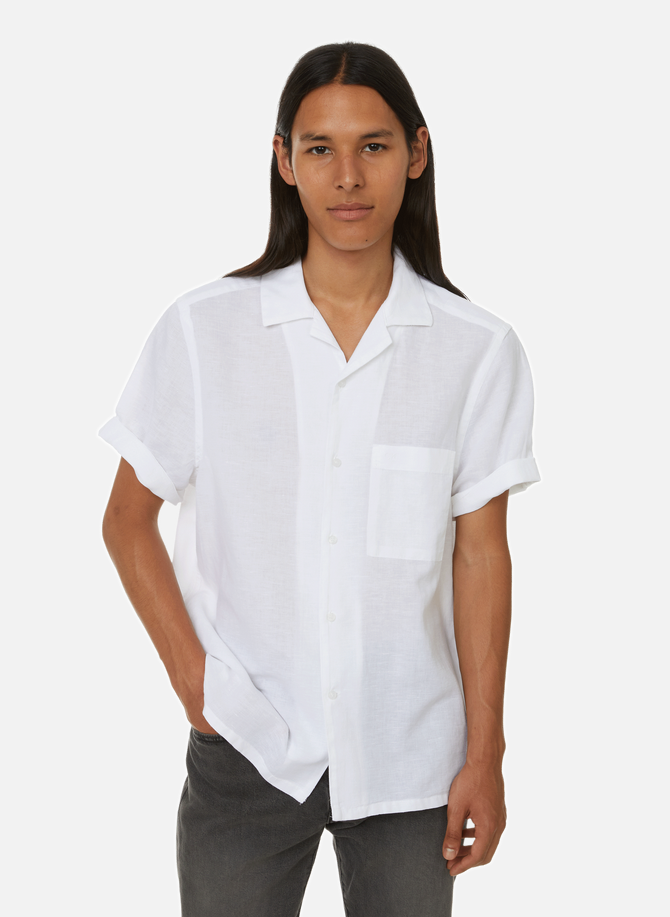 قميص من القطن والكتان بأكمام قصيرة CALVIN KLEIN