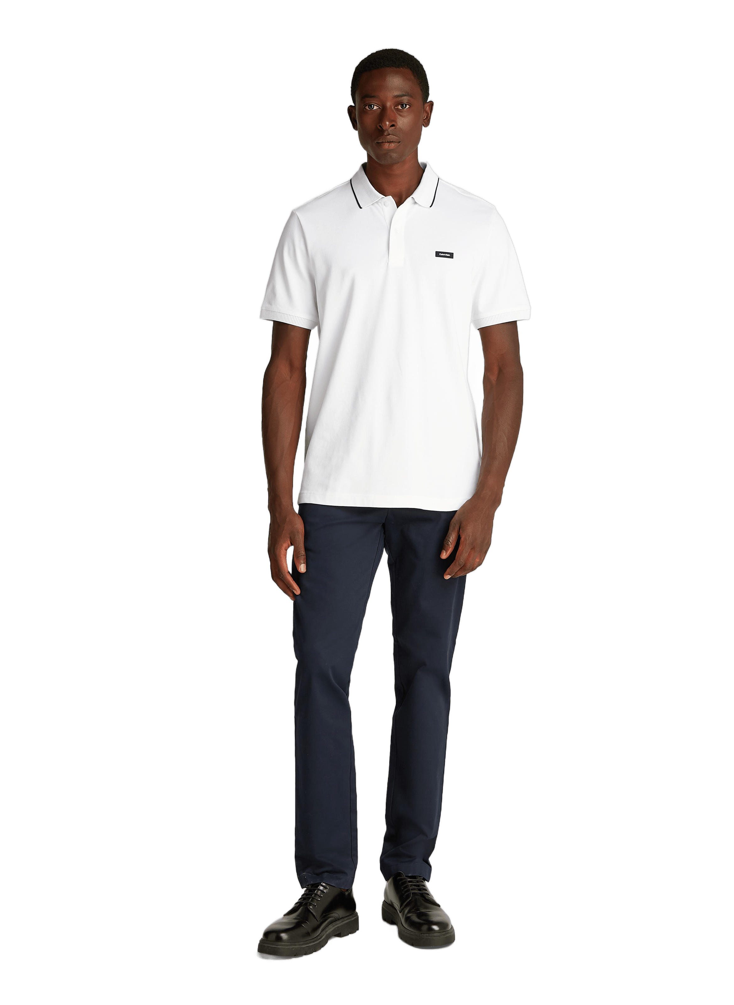 Polo droit en coton mélangé CALVIN KLEIN Blanc