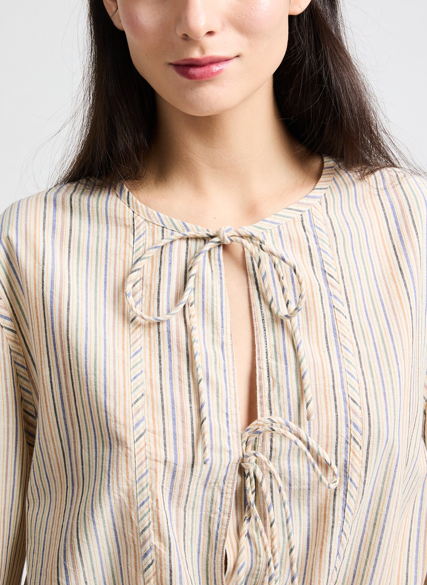 Striped straight cotton blouse LEON & HARPER Multicolour