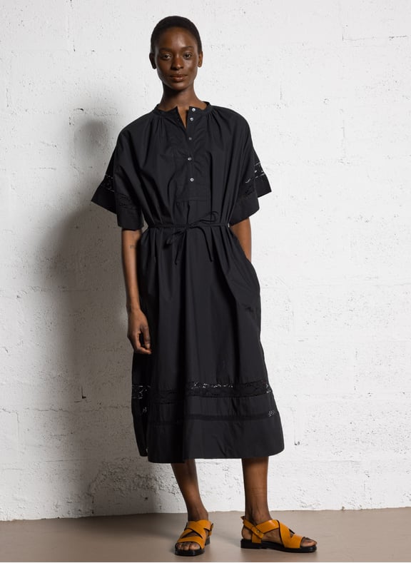Robe longue en coton athena Noir by SOEUR SOEUR Robe longue en coton athena Noir