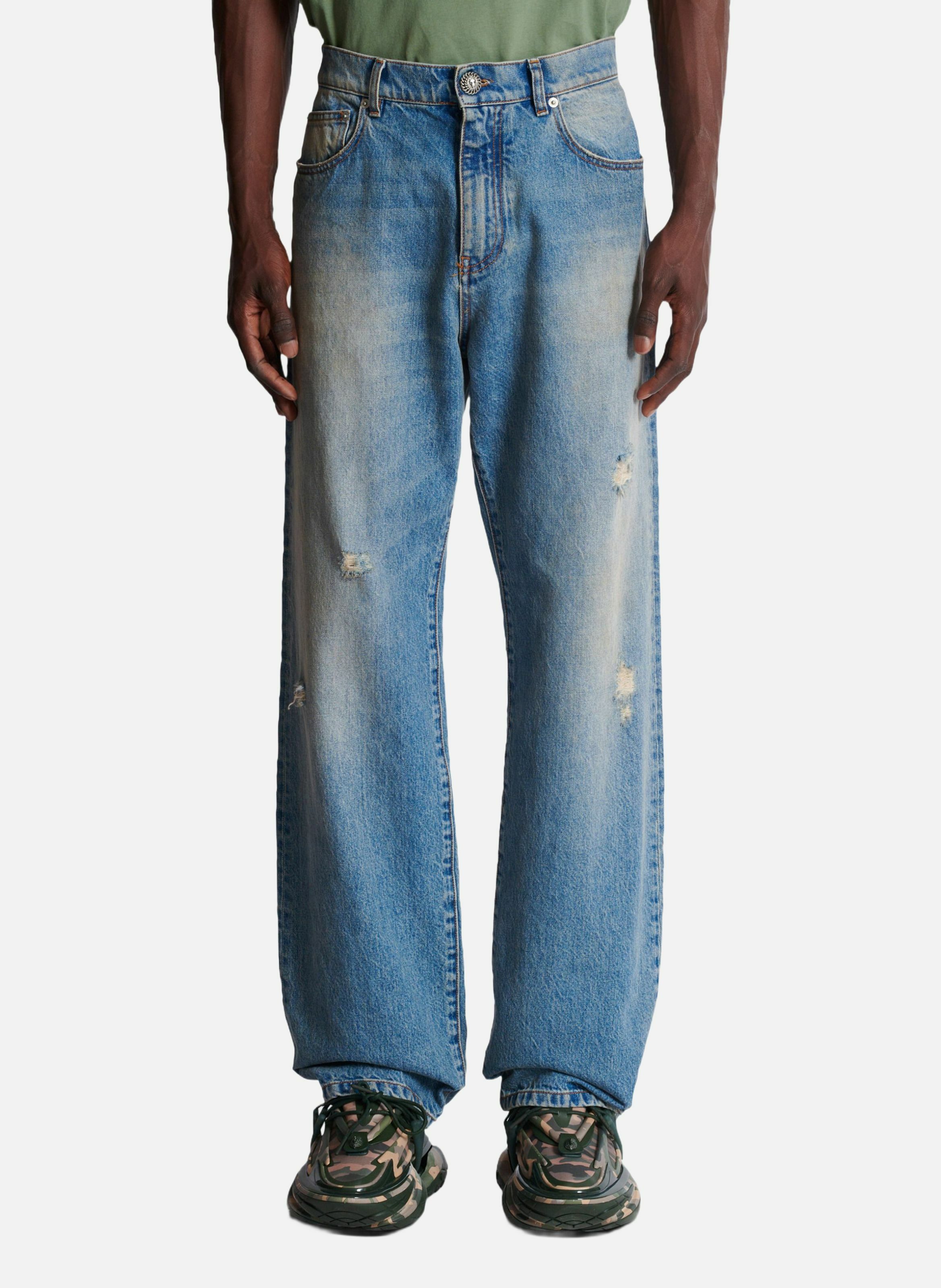 Jean loose en denim blue wash BALMAIN Bleu