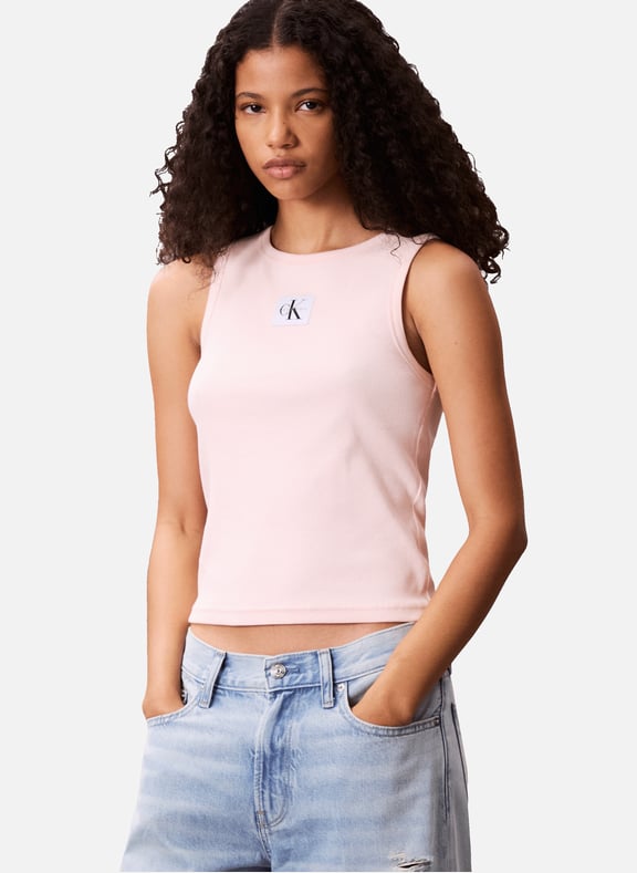 Ribbed cotton tank top Pink by CALVIN KLEIN CALVIN KLEIN Ribbed cotton tank top Pink