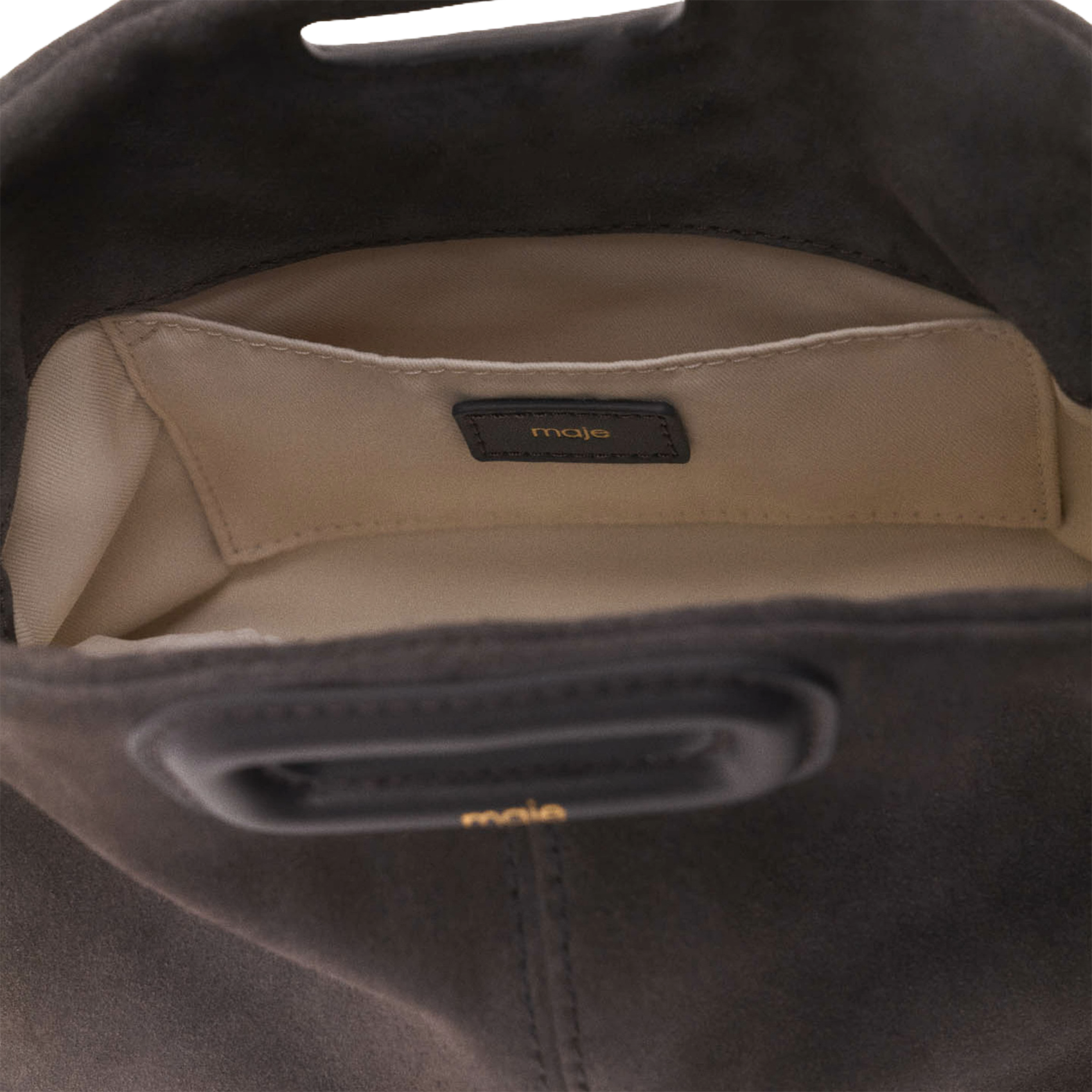 Sac bandoulière en cuir velours miss m mini MAJE Gris