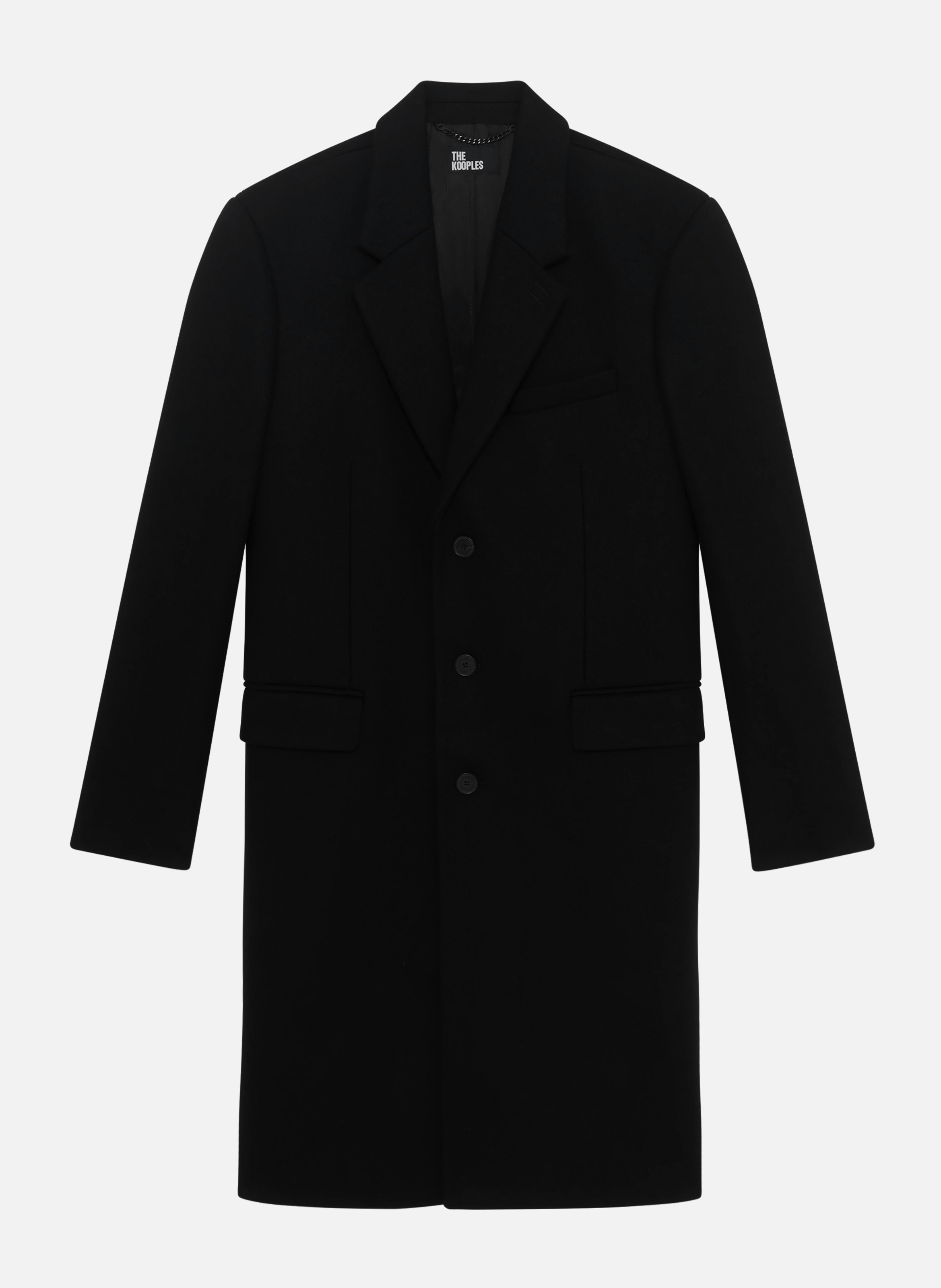 Manteau col revers cuir THE KOOPLES Noir