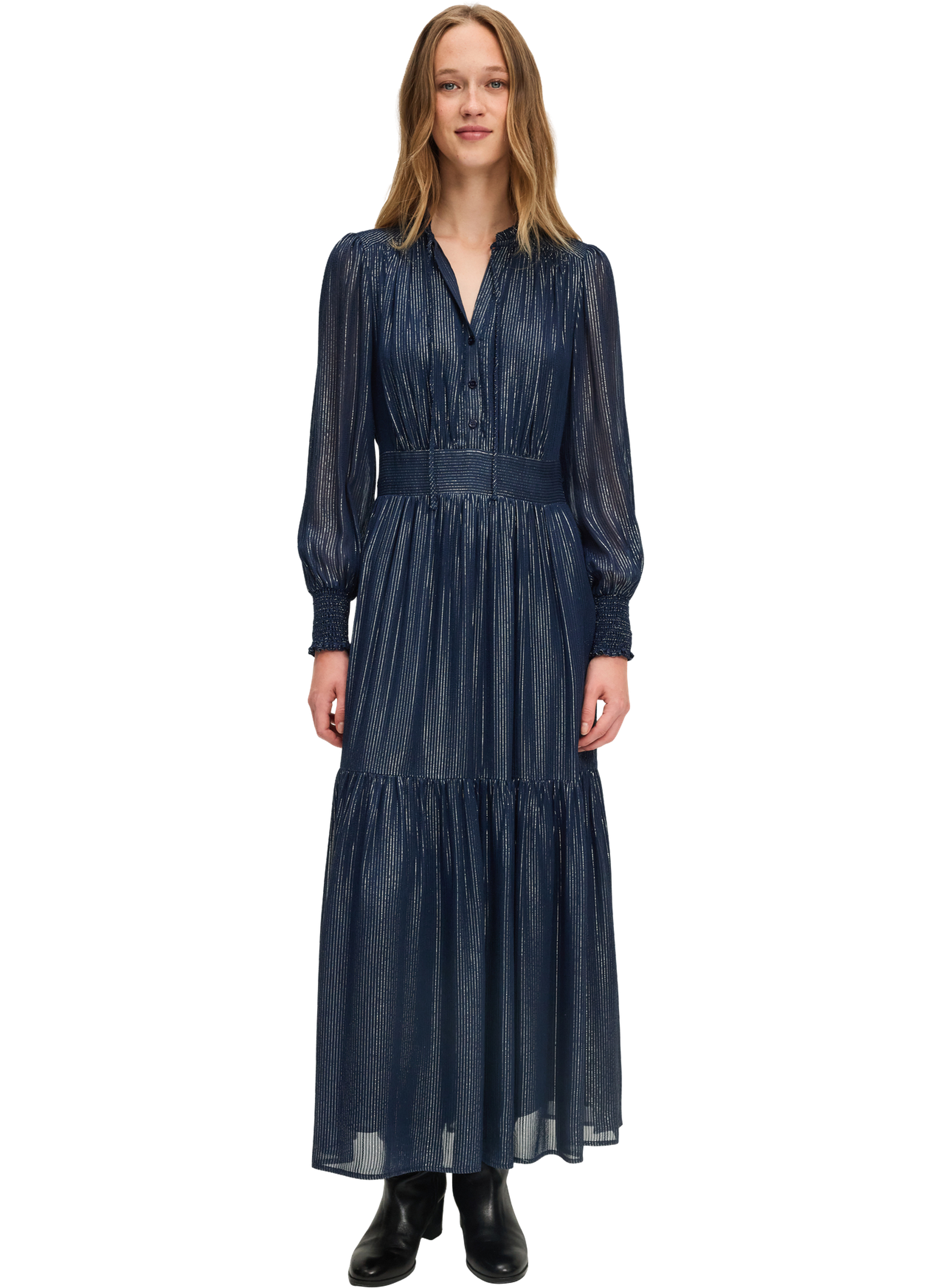 Robe longue à rayures en lurex - lollia PABLO Bleu