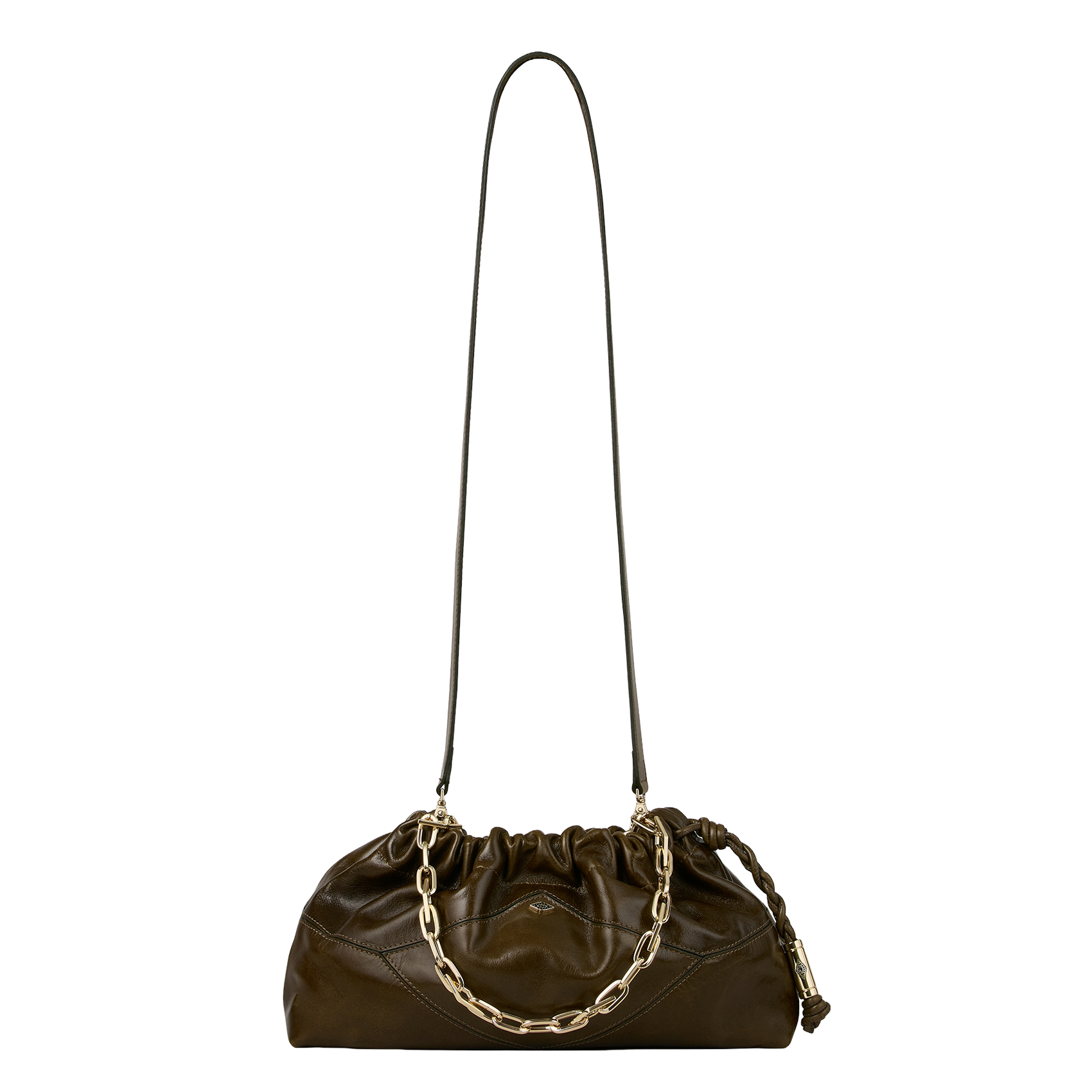 Sac à bandoulière en cuir june BA&SH Kaki