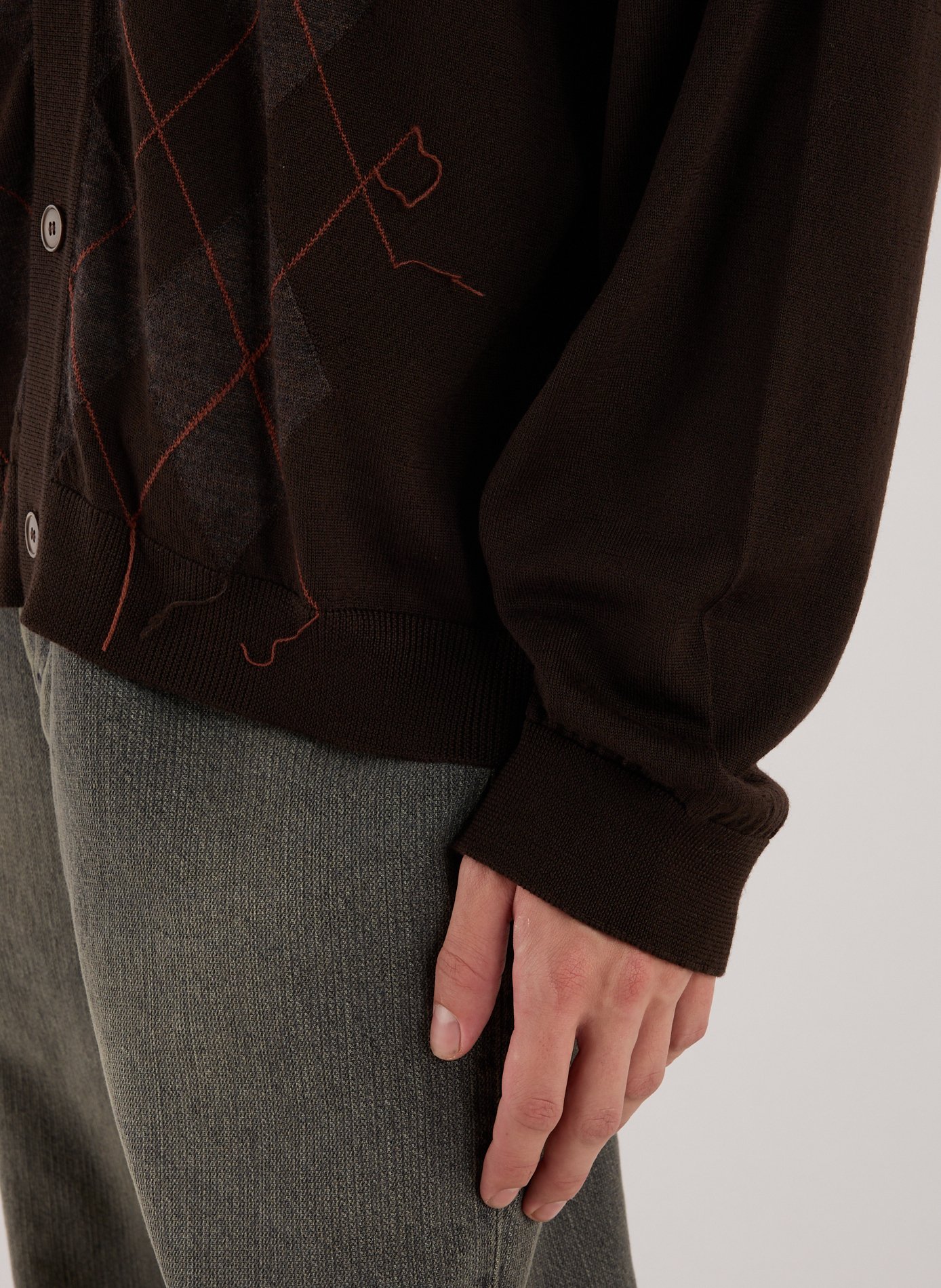 Pull en laine à motif carreaux OUR LEGACY Marron