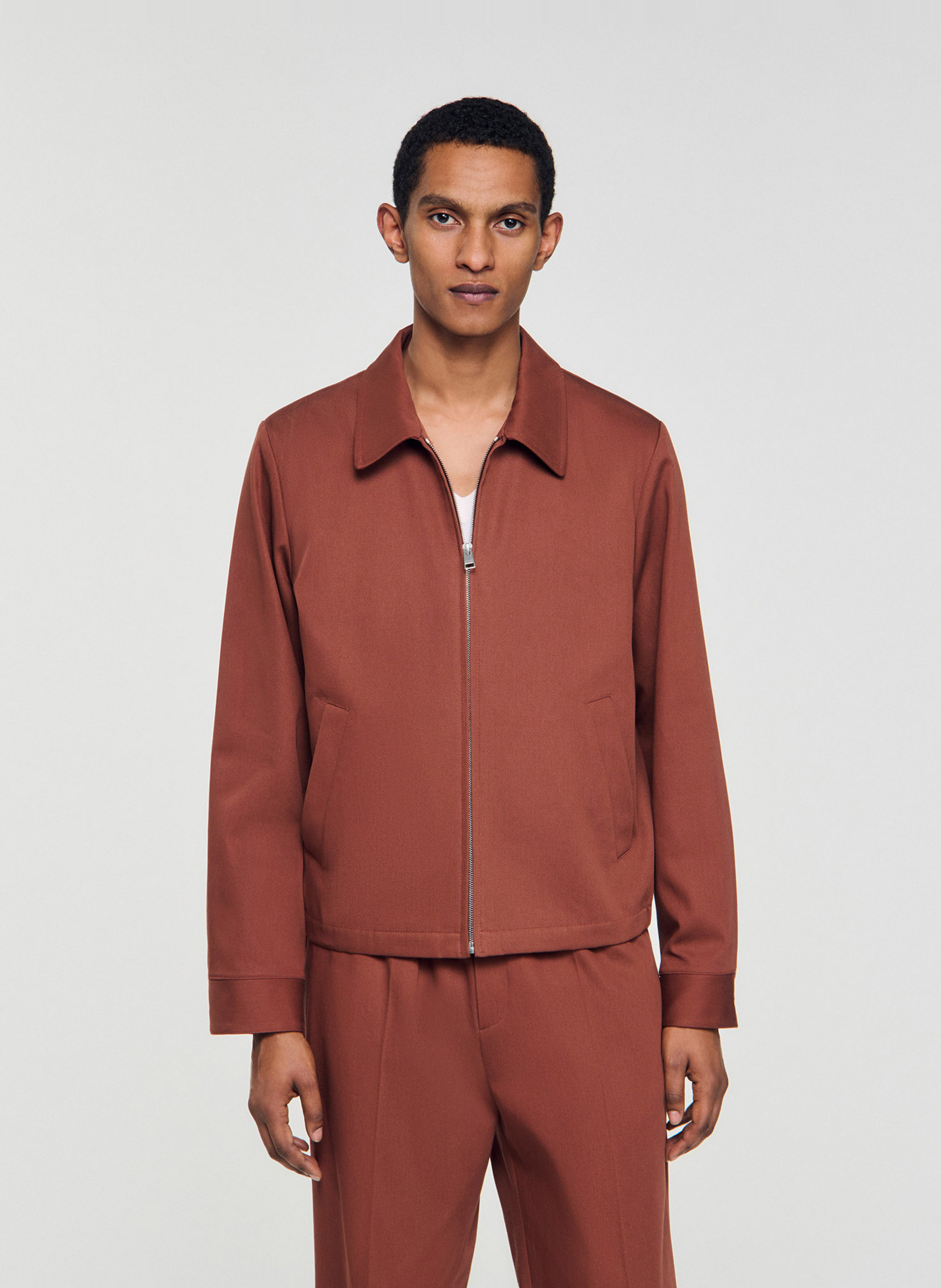 Blouson près du corps en coton SANDRO Marron