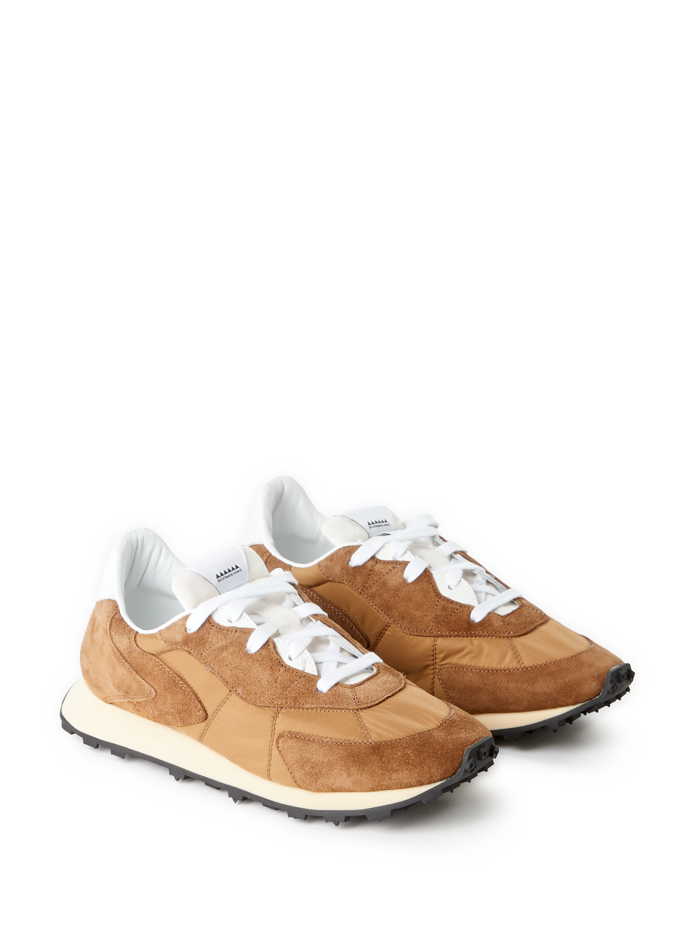Serrated leather mixed sneakers RUN OF Brown